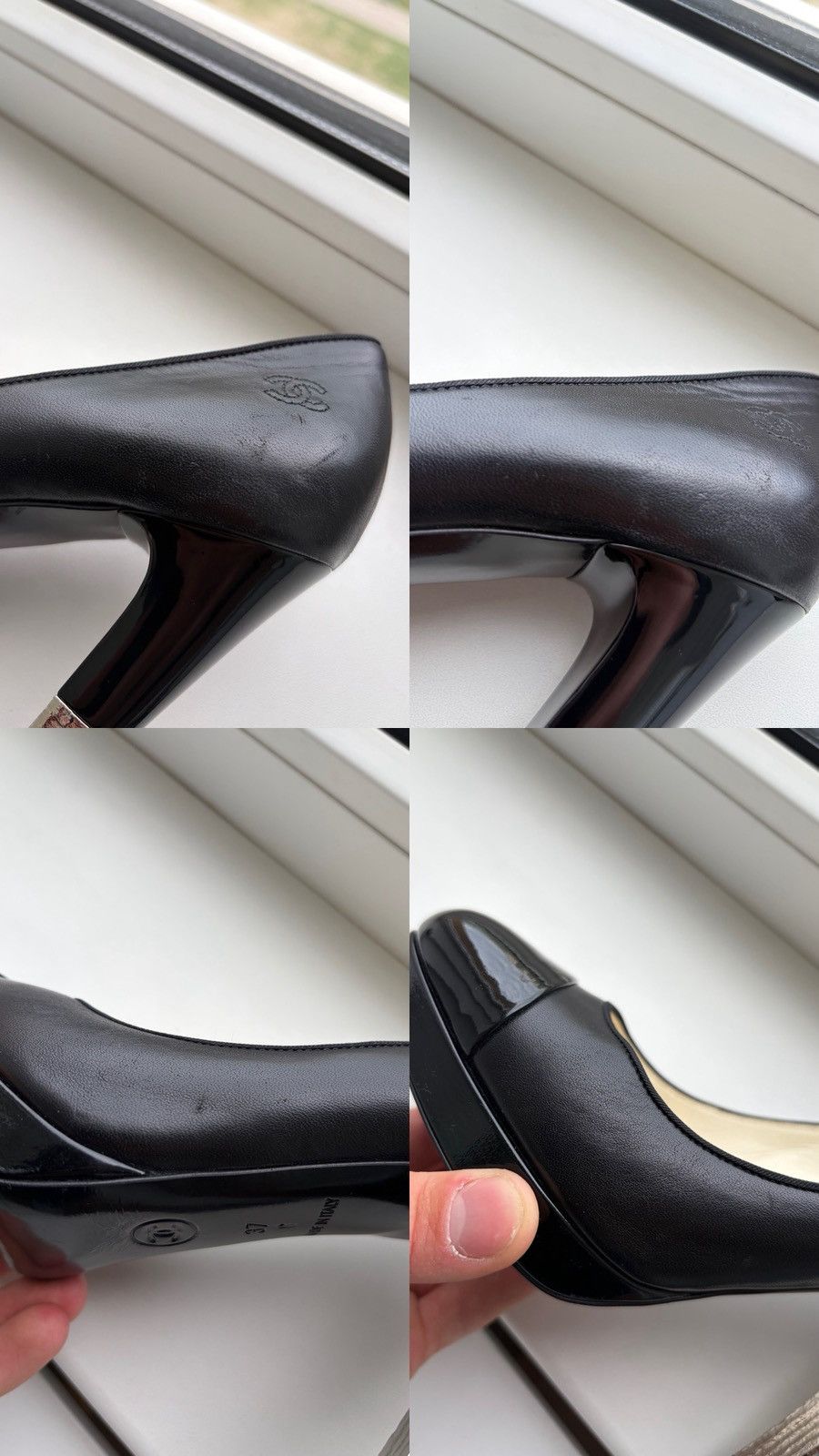 Chanel Chanel CC Logo Leather And Patent Cap Toe Heels Size 37C Size US 7 / IT 37 - 18 Thumbnail
