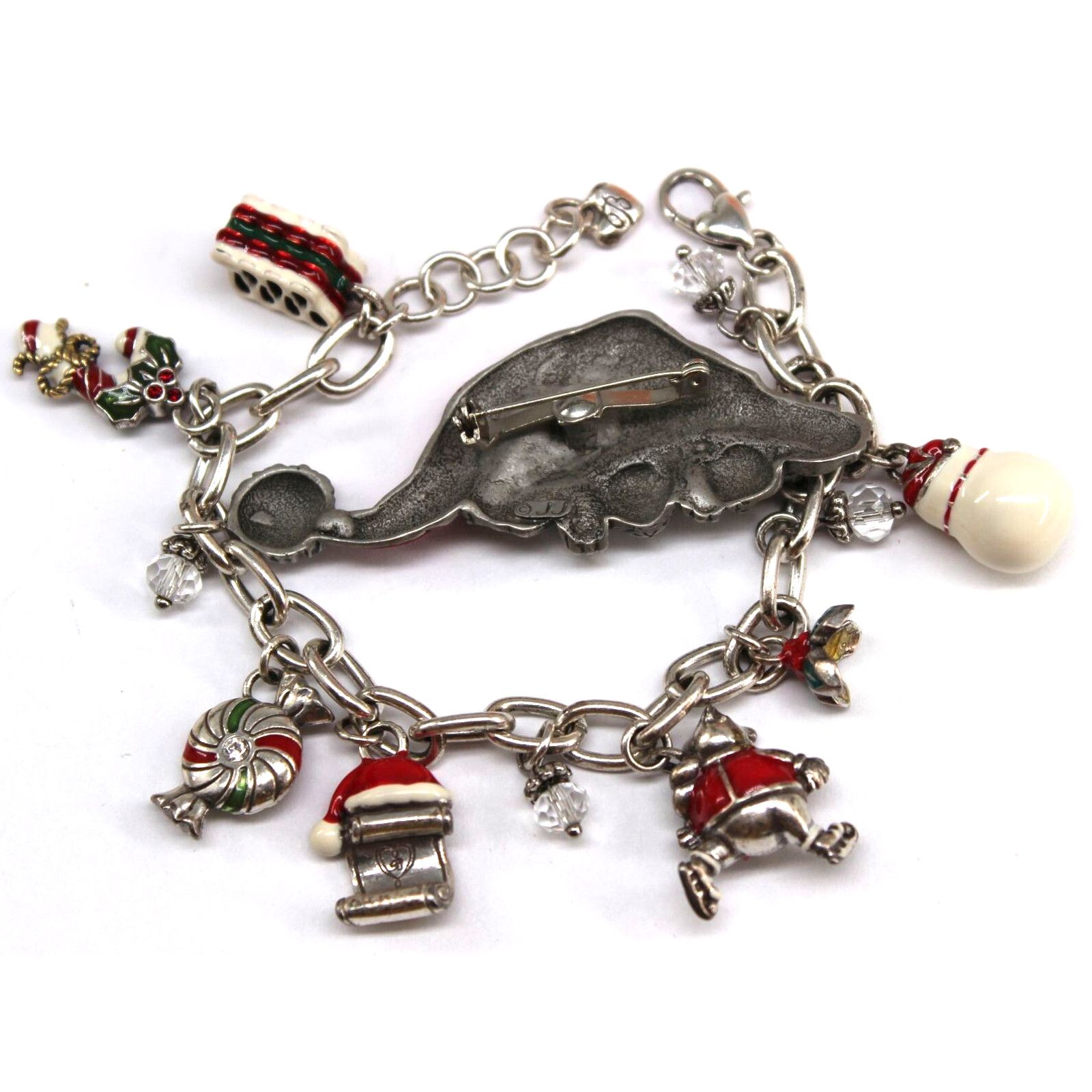 Brighton JJ Christmas Brooch & Brighton Charm Bracelet Silver Tone Size ONE SIZE - 7 Thumbnail