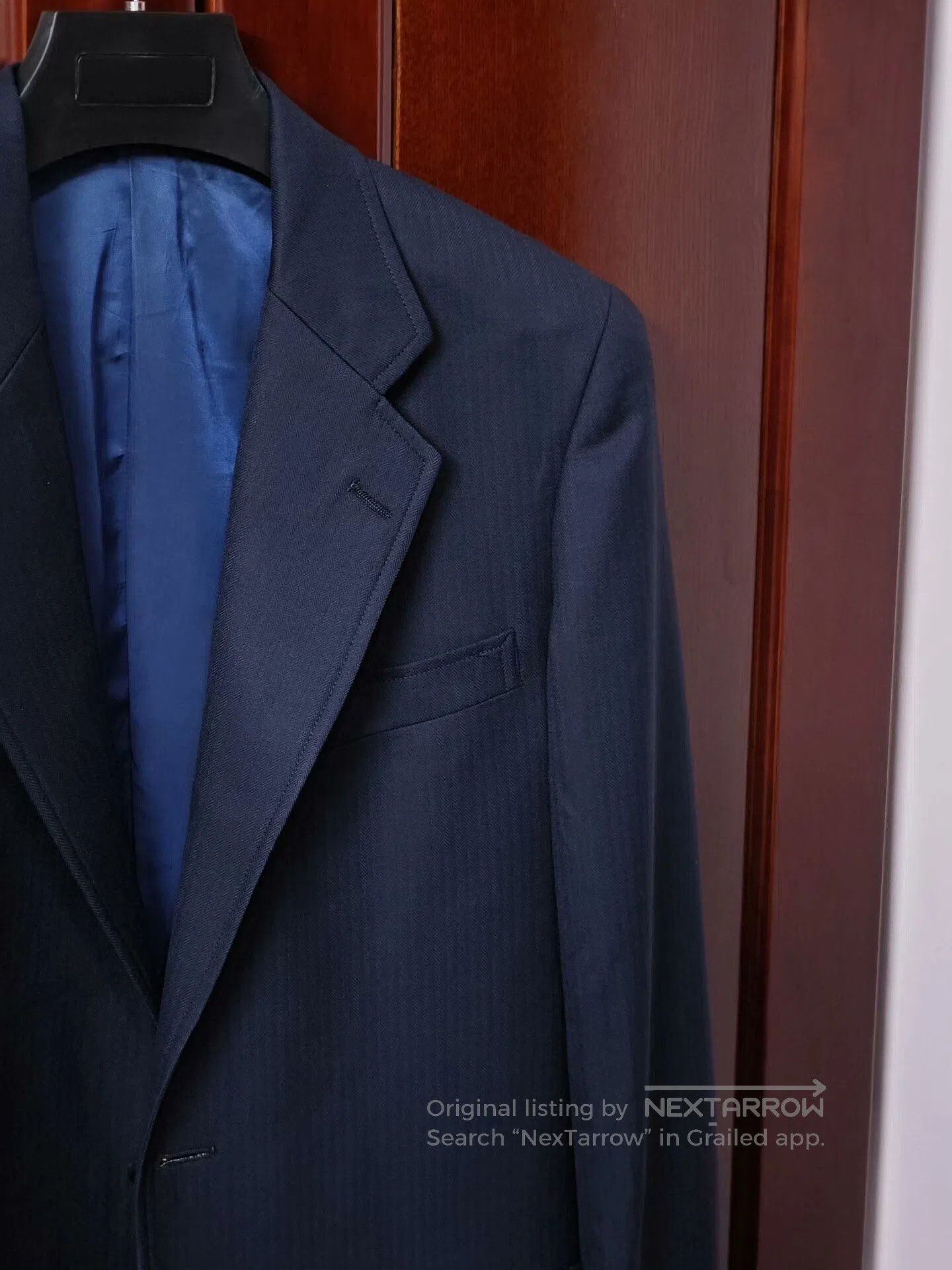 Holland & Sherry Custom Navy Wool Suit Jacket. Size US S / EU 44-46 / 1 - 2 Thumbnail