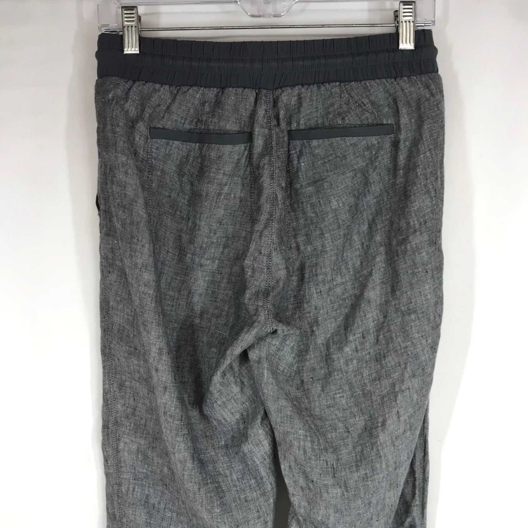 Athleta Athleta Jogger Pants Womens Sz 6 Gray Linen Blend Drawstring Waist Travel Casual Tapered Leg Pockets Size 28" / US 6 / IT 42 - 5 Thumbnail
