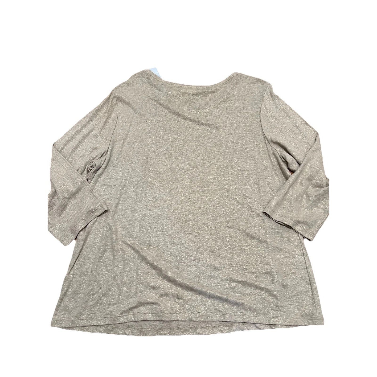 & Other Stories Chico's Knit Top Beige w/ Gold Metallic 3/4 Size 3 A003130 Size L / US 10 / IT 46 - 7 Thumbnail