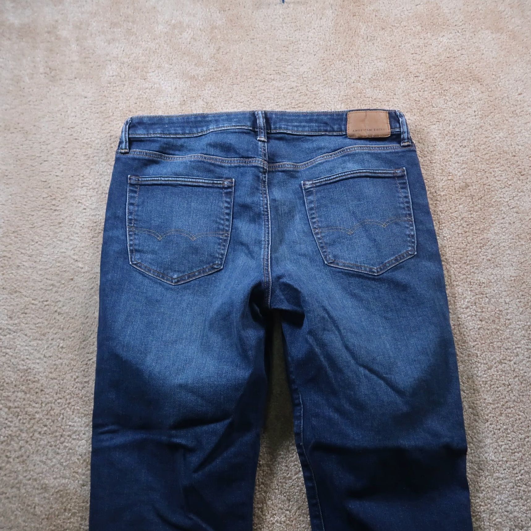 American Eagle Outfitters American Eagle Slim Straight Jeans Men's 36x26 Blue Denim Airflex Distress Mid Rise Slim Fit 5-Pocket Design Mens Jeans Size US 36 / EU 52 - 6 Thumbnail