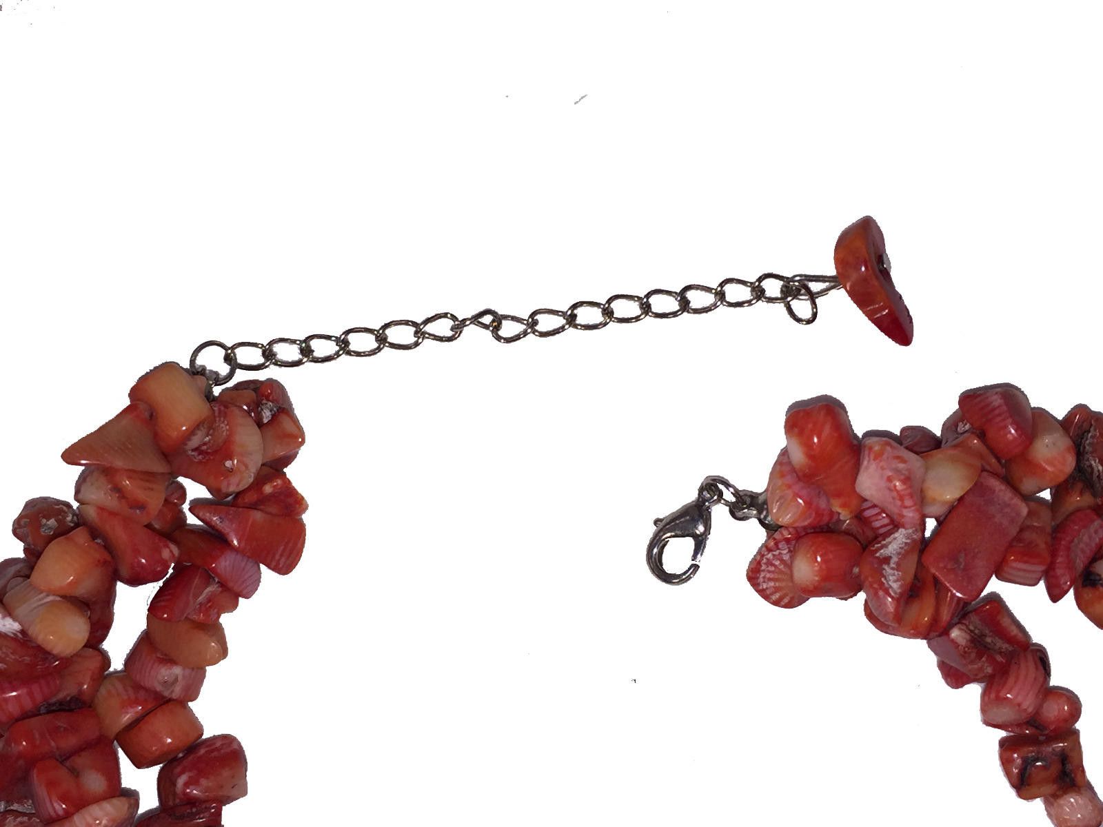 Designer Dyed Red Coral Chip Bead Multi Stand Necklace Size ONE SIZE - 3 Thumbnail