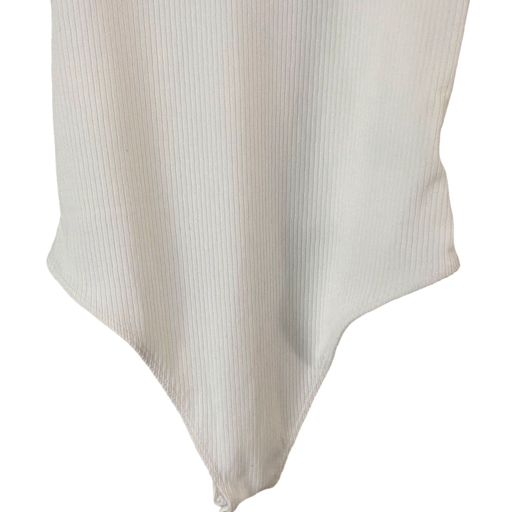 American Eagle Outfitters American Eagle Bodysuit Women Small White V-Neck Ribbed Casual Comfort Fit Size S / US 4 / IT 40 - 6 Thumbnail
