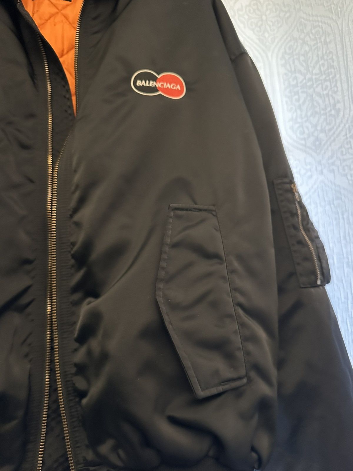 Balenciaga Balenciaga Mens Bomber Jacket with Orange Lining Size US S / EU 44-46 / 1 - 15 Thumbnail