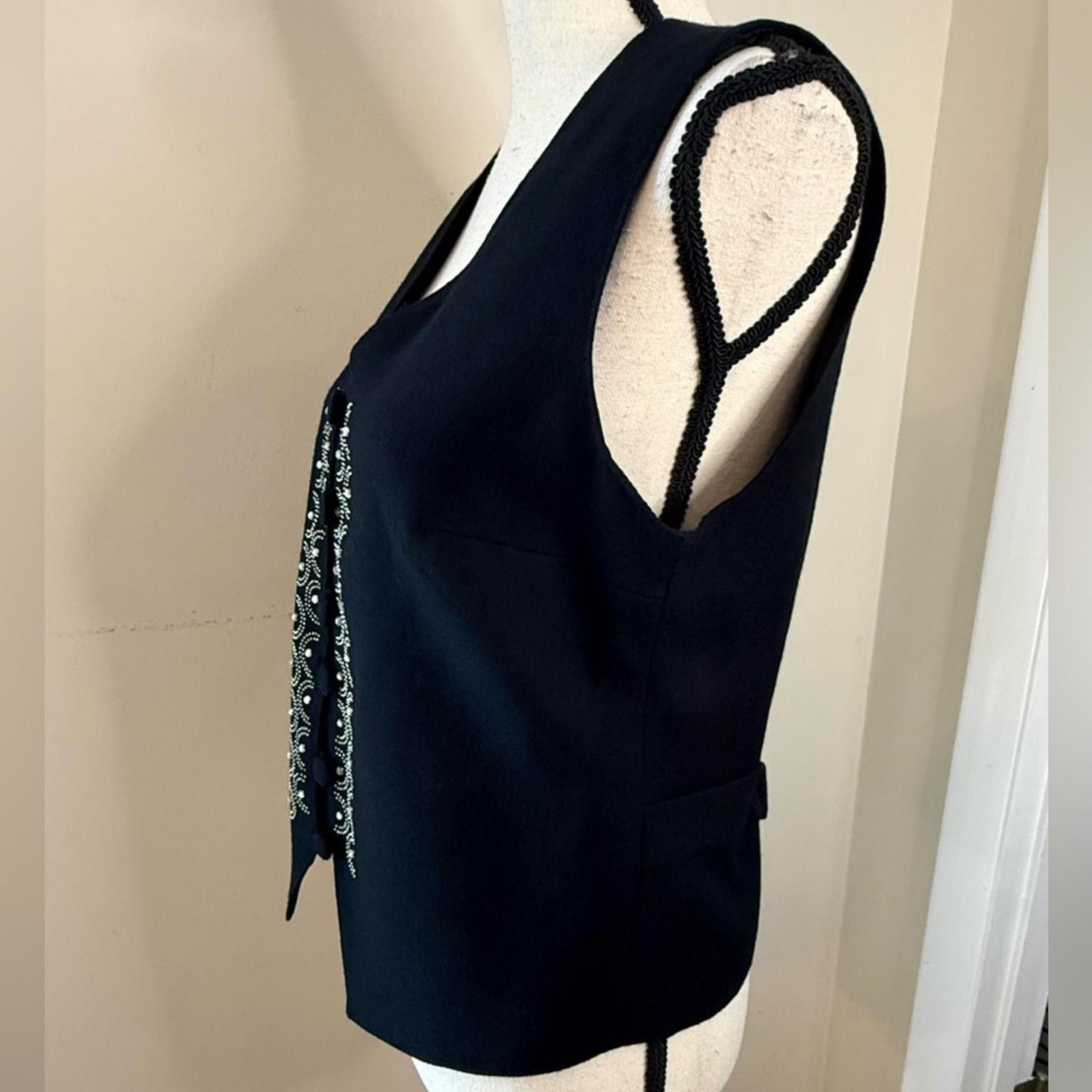 Other Focus 2000 vintage black wool embellished vest SZ 8 Size M / US 6-8 / IT 42-44 - 3 Thumbnail