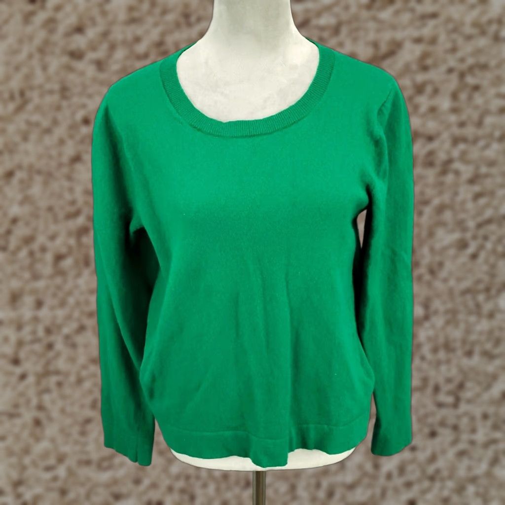 J. Jill VINTAGE J. Jill Merino Wool Blend Sweater Womens Large Green Crew Neck Pullover Classic Preppy Fall Winter Size L / US 10 / IT 46 - 1 Thumbnail