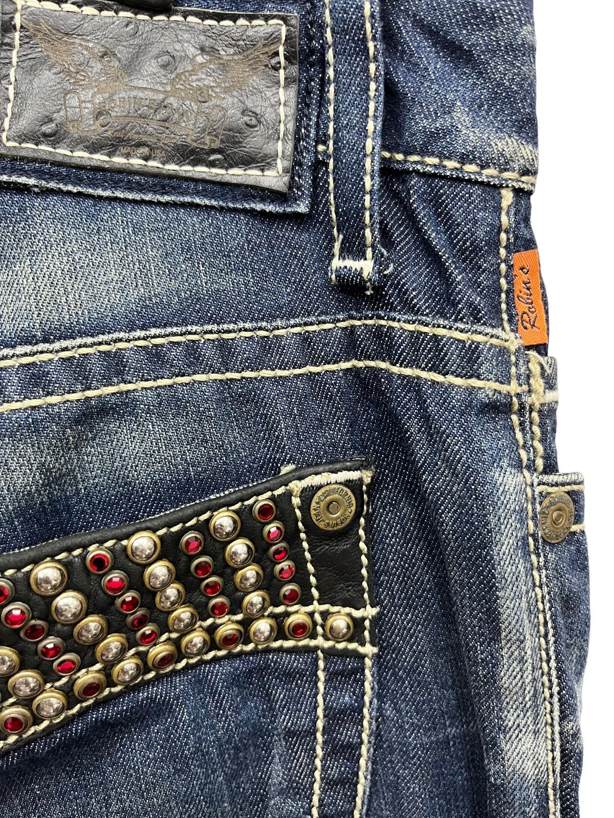 Robins Jeans × Vintage 🔥Vtg ROBIN’S JEANS Gemstone Studded Flare Jeans Made In USA Size US 37 - 4 Thumbnail
