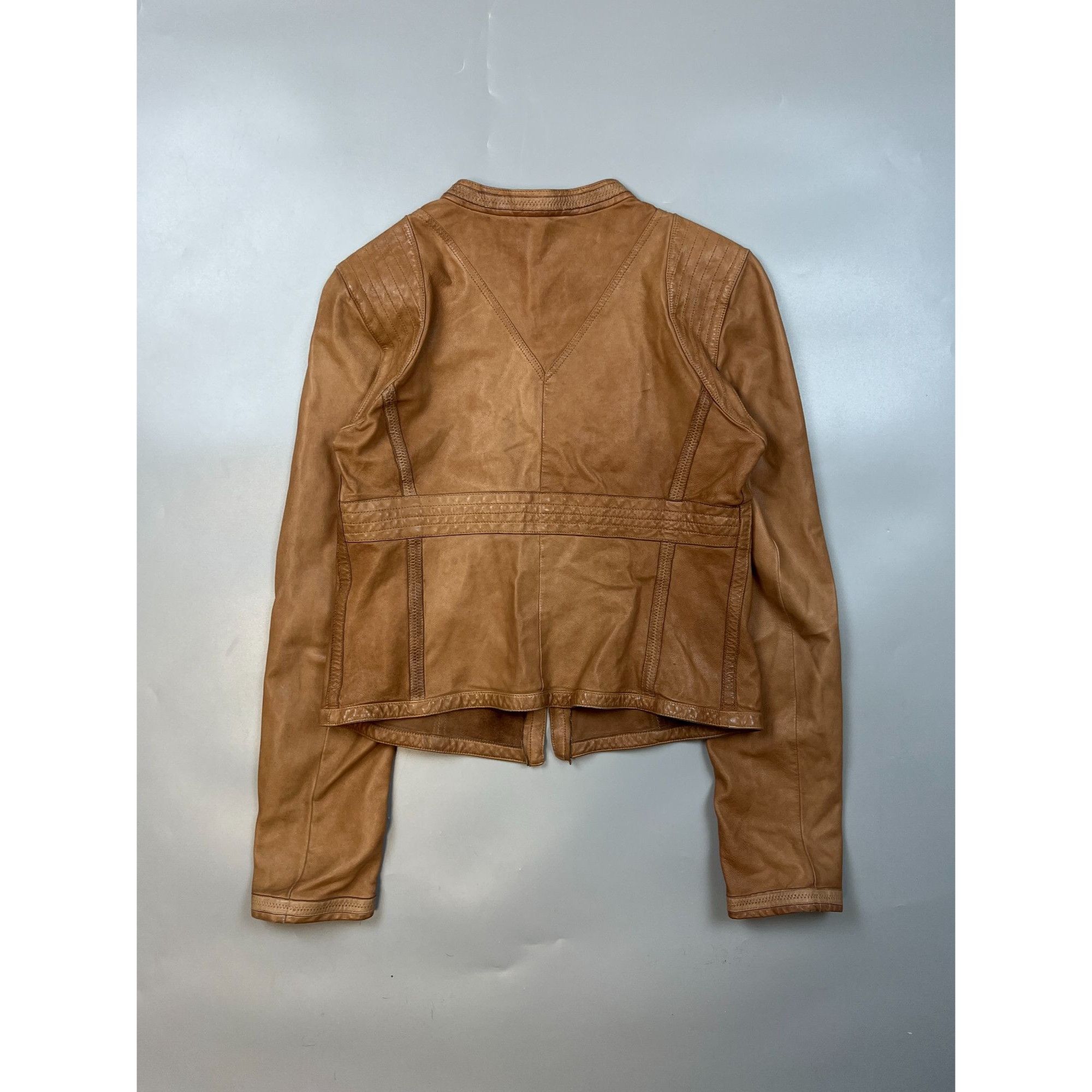 Emporio Armani Emporio Armani Shortened Collarless Leather Jacket (Y0685) Size M / US 6-8 / IT 42-44 - 8 Thumbnail