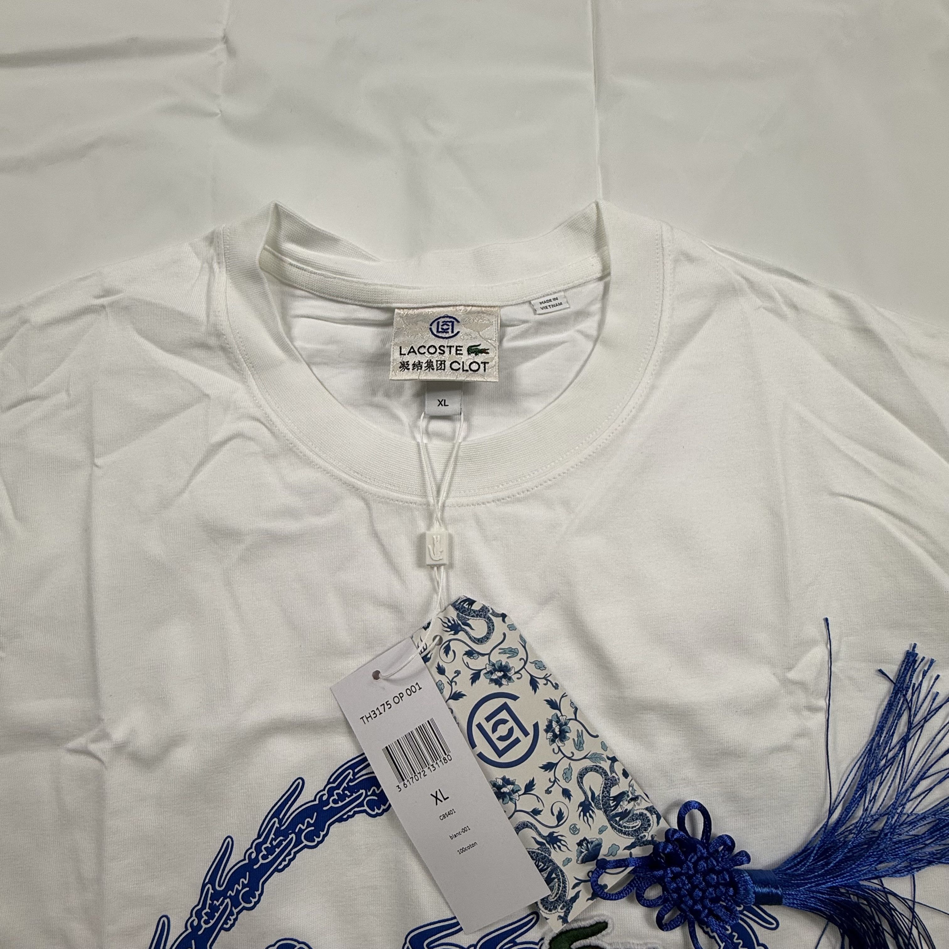 CLOT × Lacoste Lacoste x CLOT White Blue Crocodile Graphic T-Shirt XL NEW Size US XL / EU 56 / 4 - 7 Thumbnail