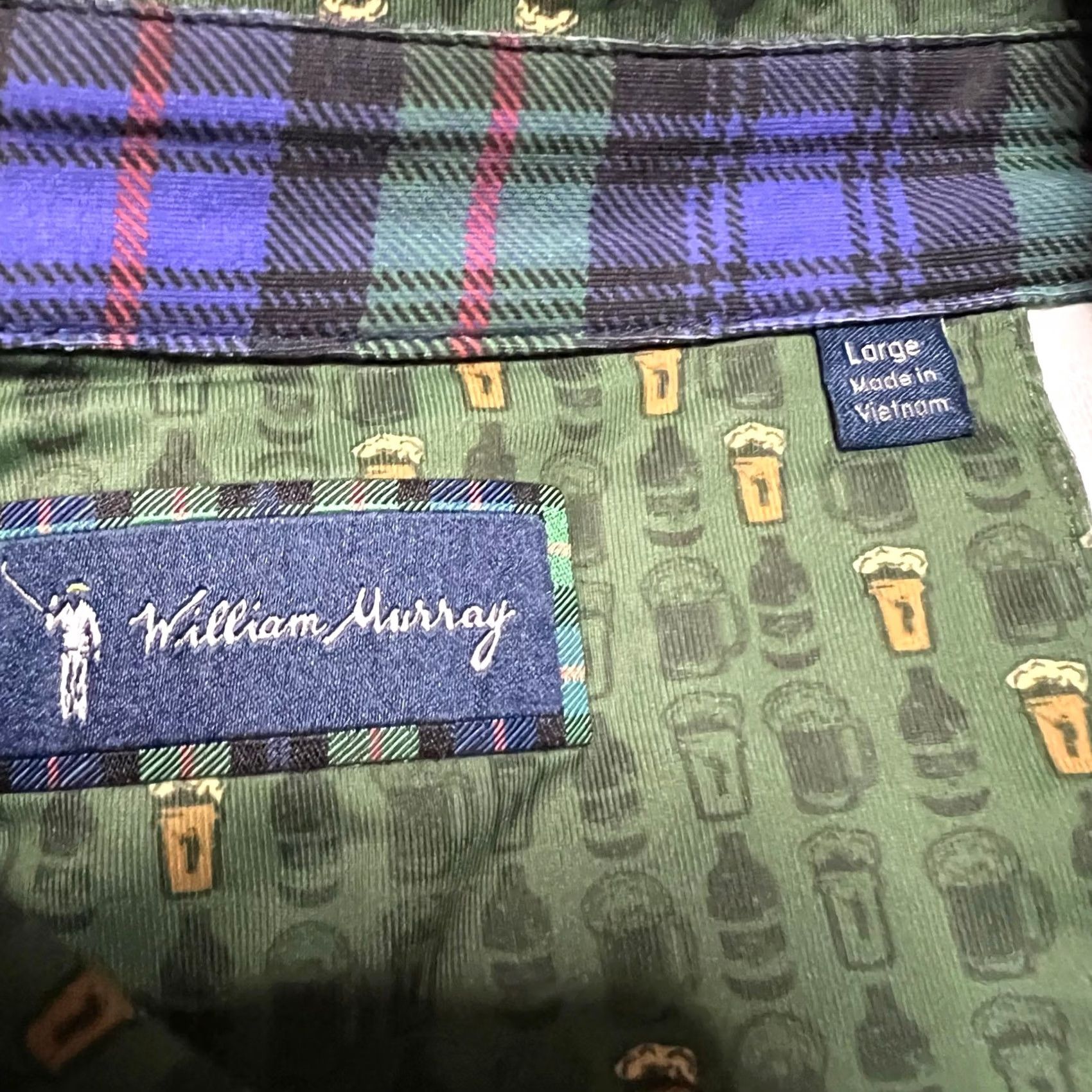 Vintage William Murray Polo Shirt Mens Large Green Performance Golf Beer All Over Print Shirt Mens L Green Modern Polo Golf Tee Size US L / EU 52-54 / 3 - 8 Thumbnail