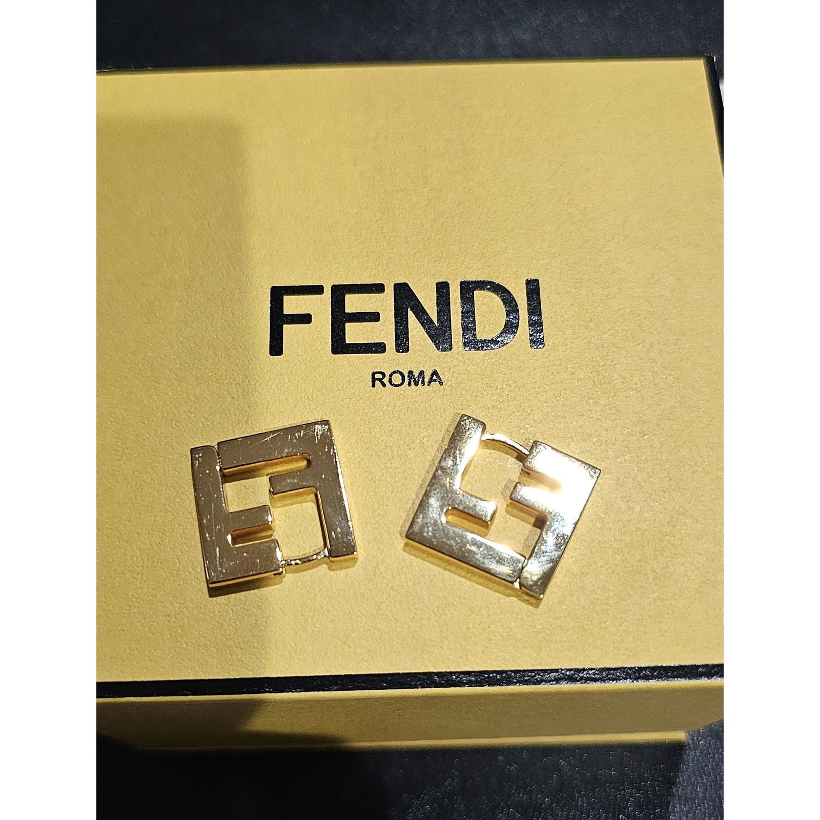 Fendi Fendi Gold FF Logo Earrings Size ONE SIZE - 3 Thumbnail
