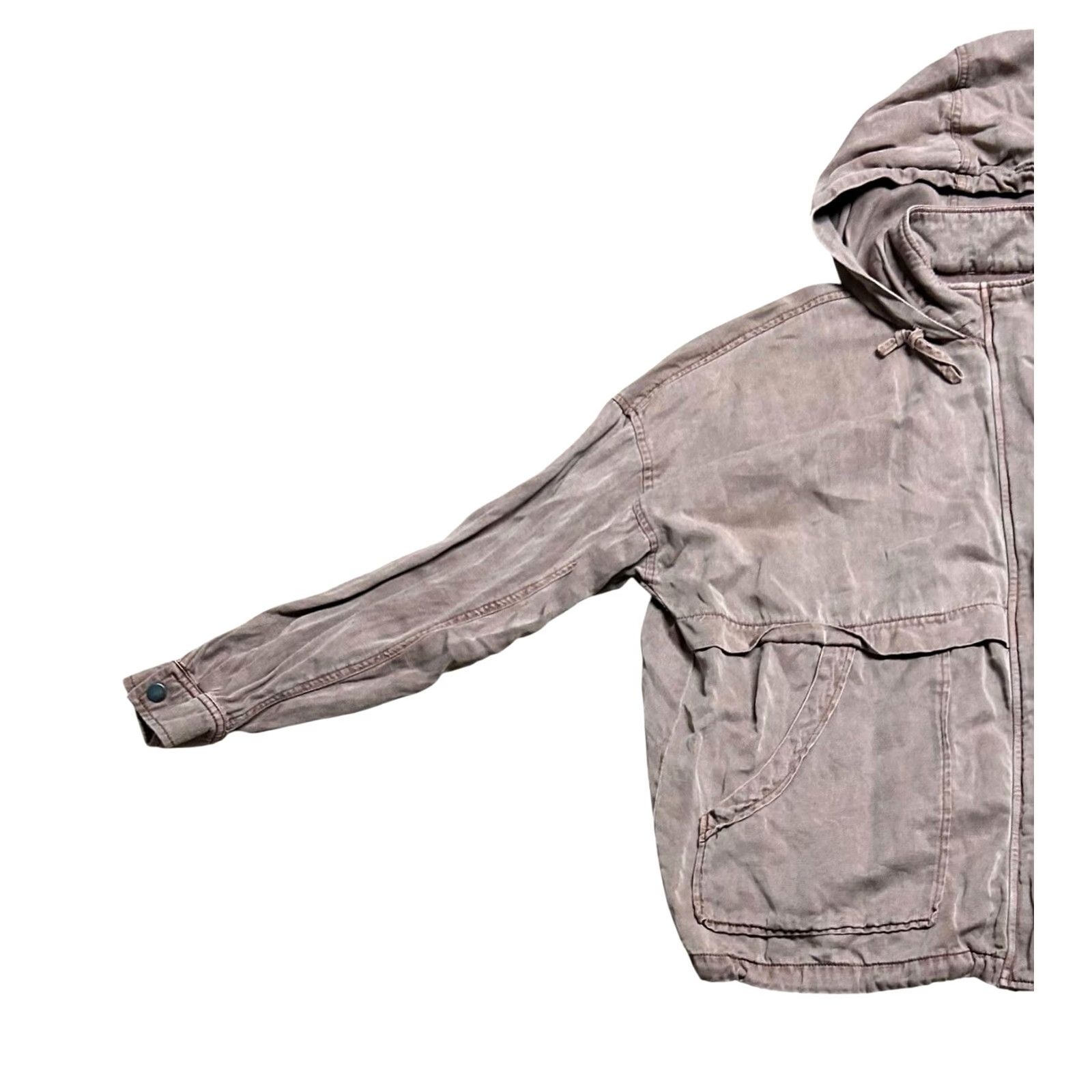 Lucky Brand Lucky Brand Brown Hooded Full Zip Jacket Women’s Large Distressed Sweater Size L / US 10 / IT 46 - 2 Thumbnail