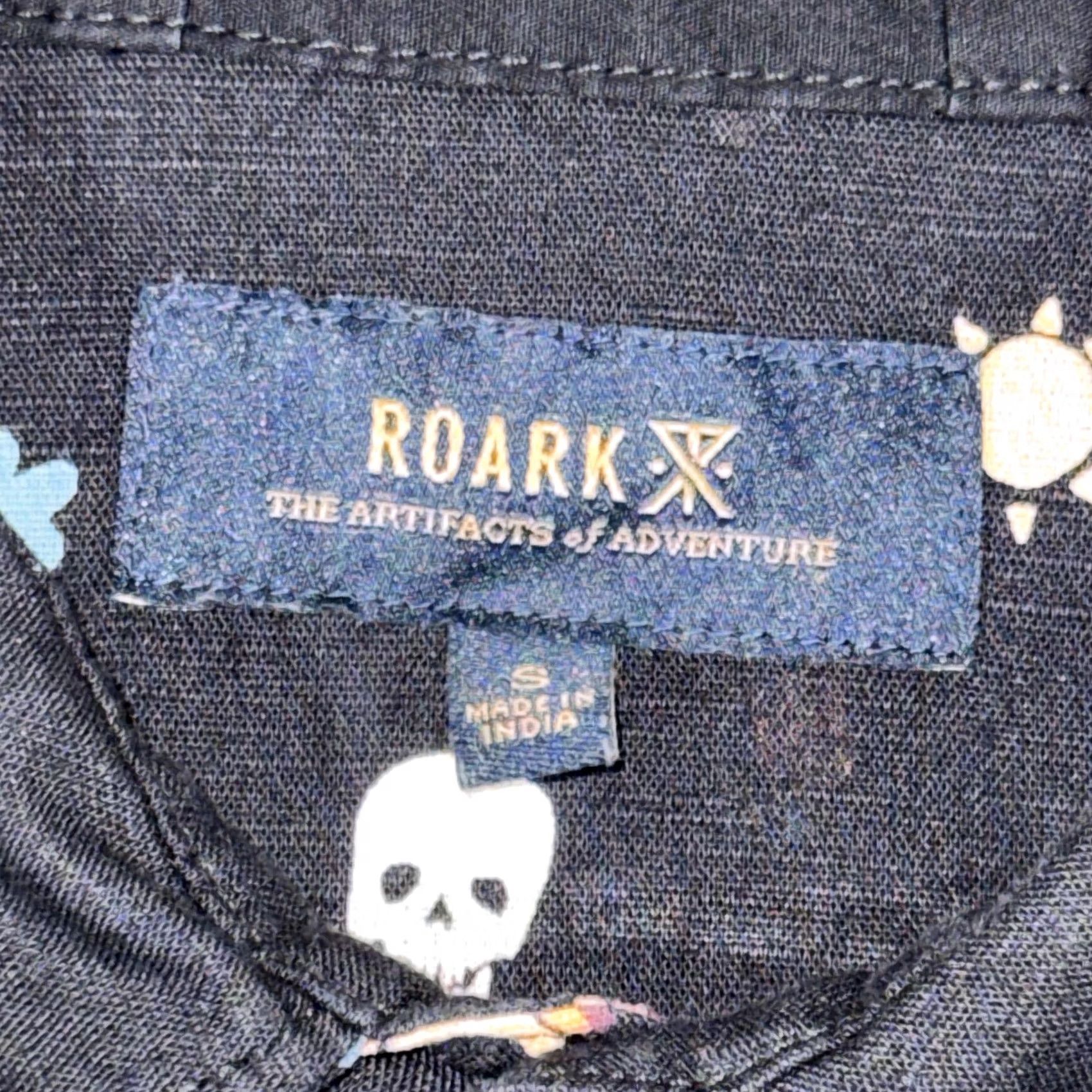 Roark Roark Shirt Mens Small Black Skull Rainbow Floral Print Button Front Casual Size US S / EU 44-46 / 1 - 4 Thumbnail