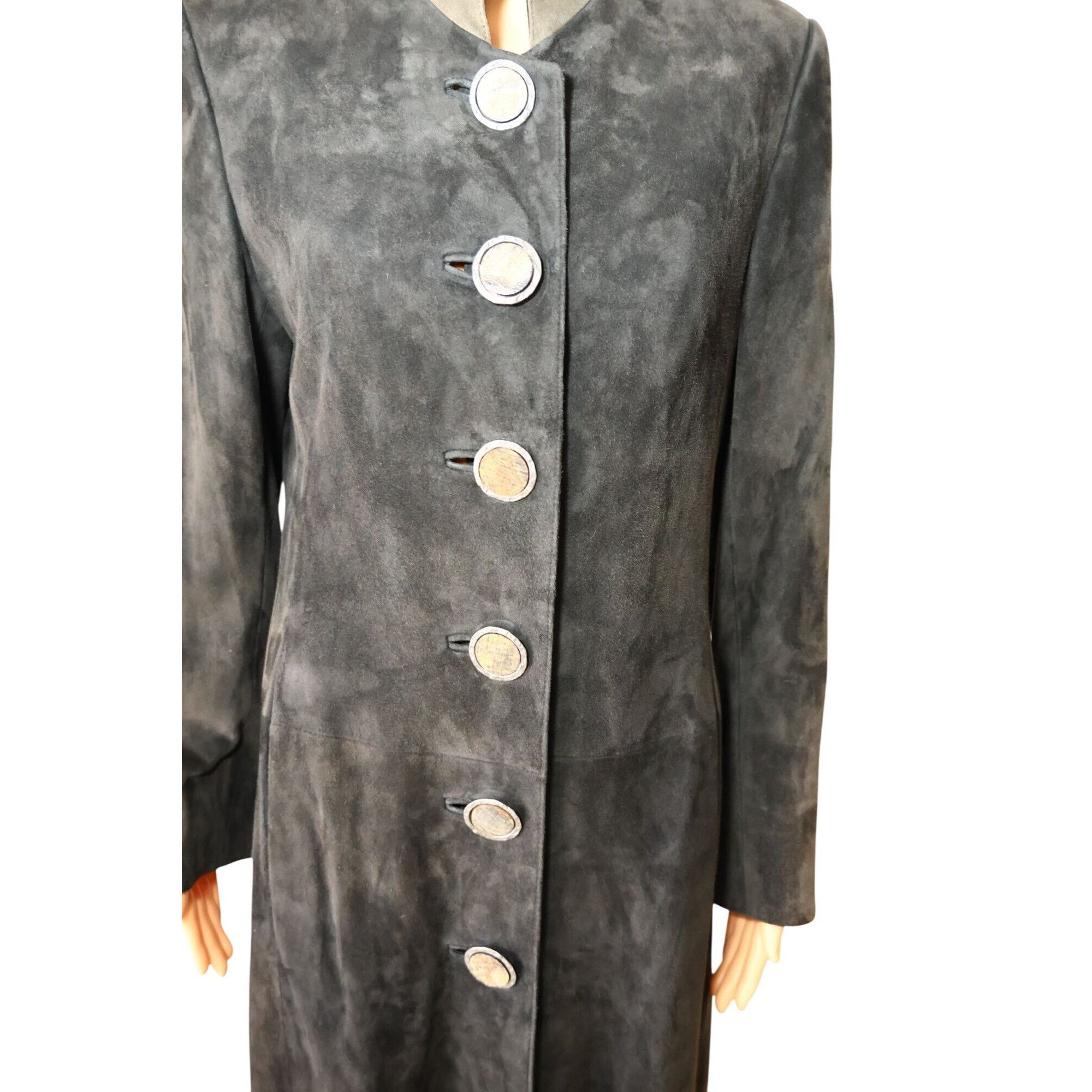 Vintage Admont Vintage Long Olive Green Suede Coat With Large Metal Size M / US 6-8 / IT 42-44 - 4 Thumbnail