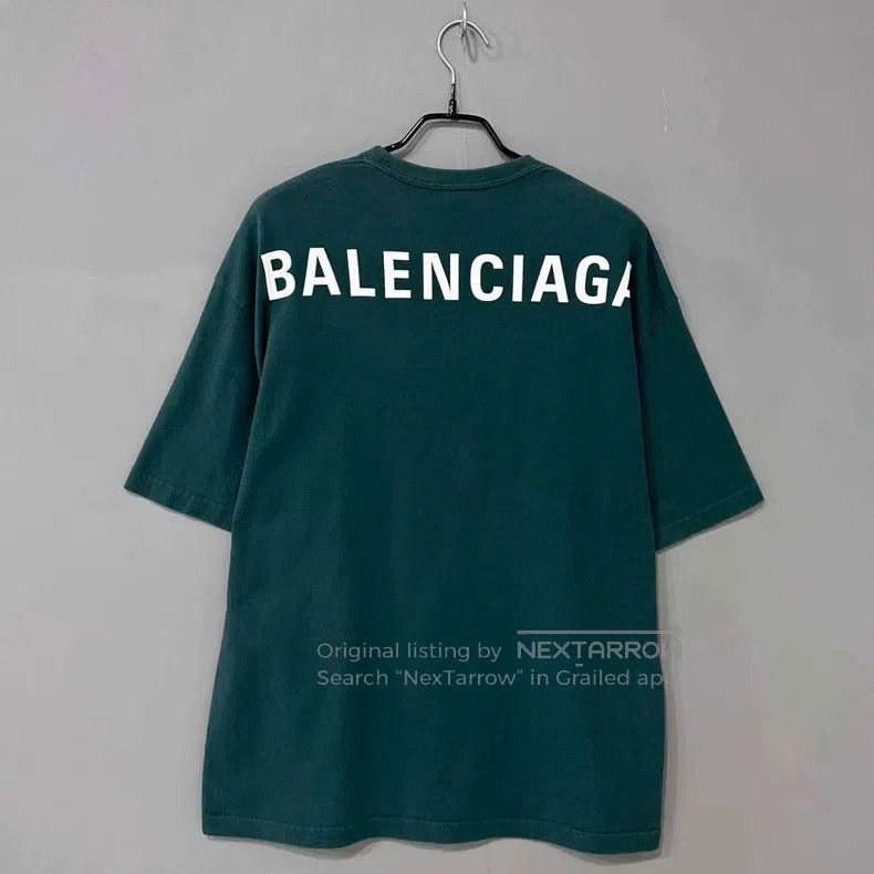 Balenciaga Balenciaga Dark Green Back Logo Short Sleeve Size US M / EU 48-50 / 2 - 2 Thumbnail