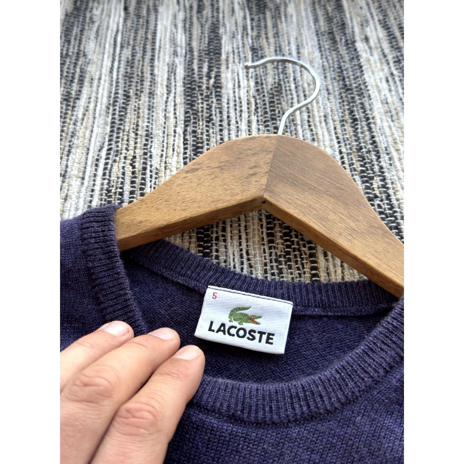 Lacoste VINTAGE Lacoste Wool Pullover Sweater 90s Purple Woolmark Men’s Size L Classic Lacoste Sweater Mens Size US L / EU 52-54 / 3 - 5 Thumbnail