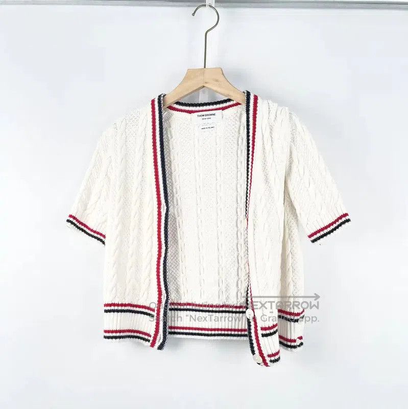 Thom Browne Thom Browne White Short Sleeve Sweater . Size XXS / US 00 / IT 34 - 1 Thumbnail