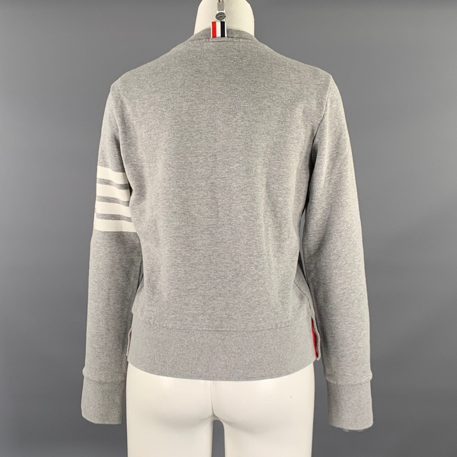 Thom Browne THOM BROWNE L Grey RWB Cotton Stripe Cropped Pullover Size L / US 10 / IT 46 - 4 Thumbnail