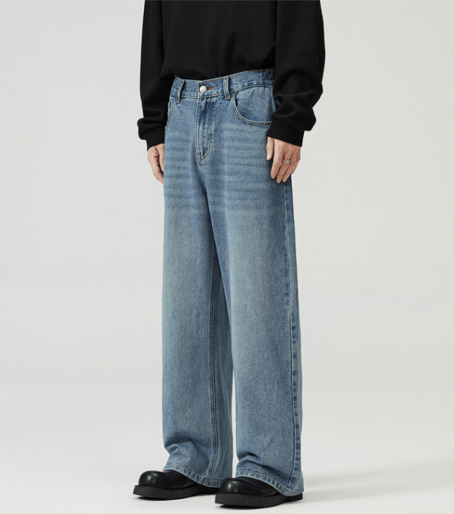 Japanese Brand × Jean Washed distressed straight loose baggy jeans Size US 32 / EU 48 - 4 Thumbnail