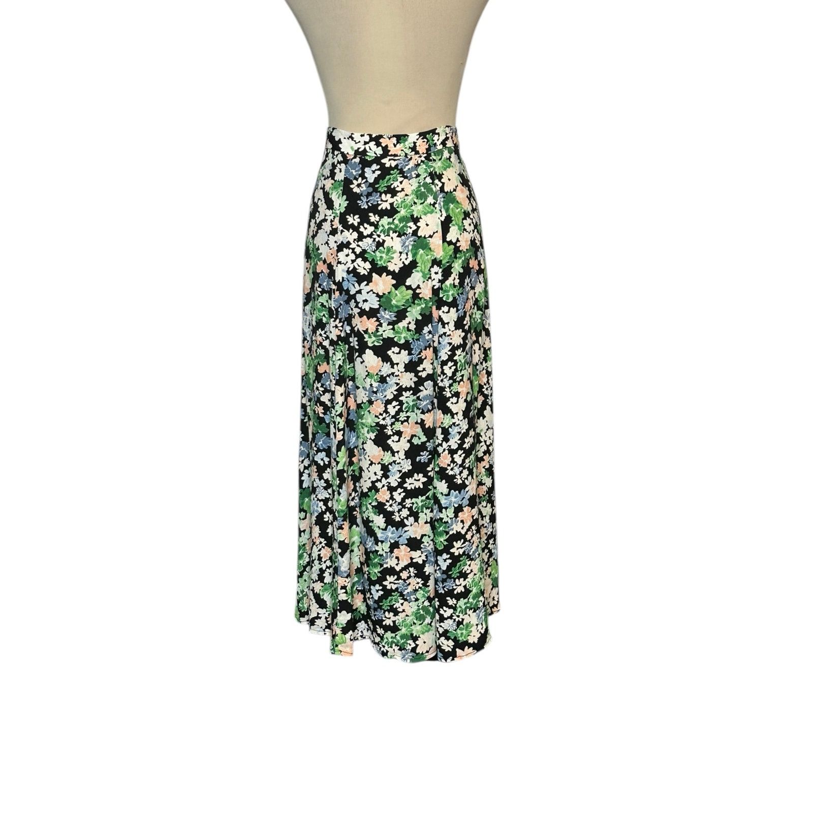 H&M H&M black green floral a line skirt size maxi skirt size 6 Size 28" / US 6 / IT 42 - 12 Thumbnail