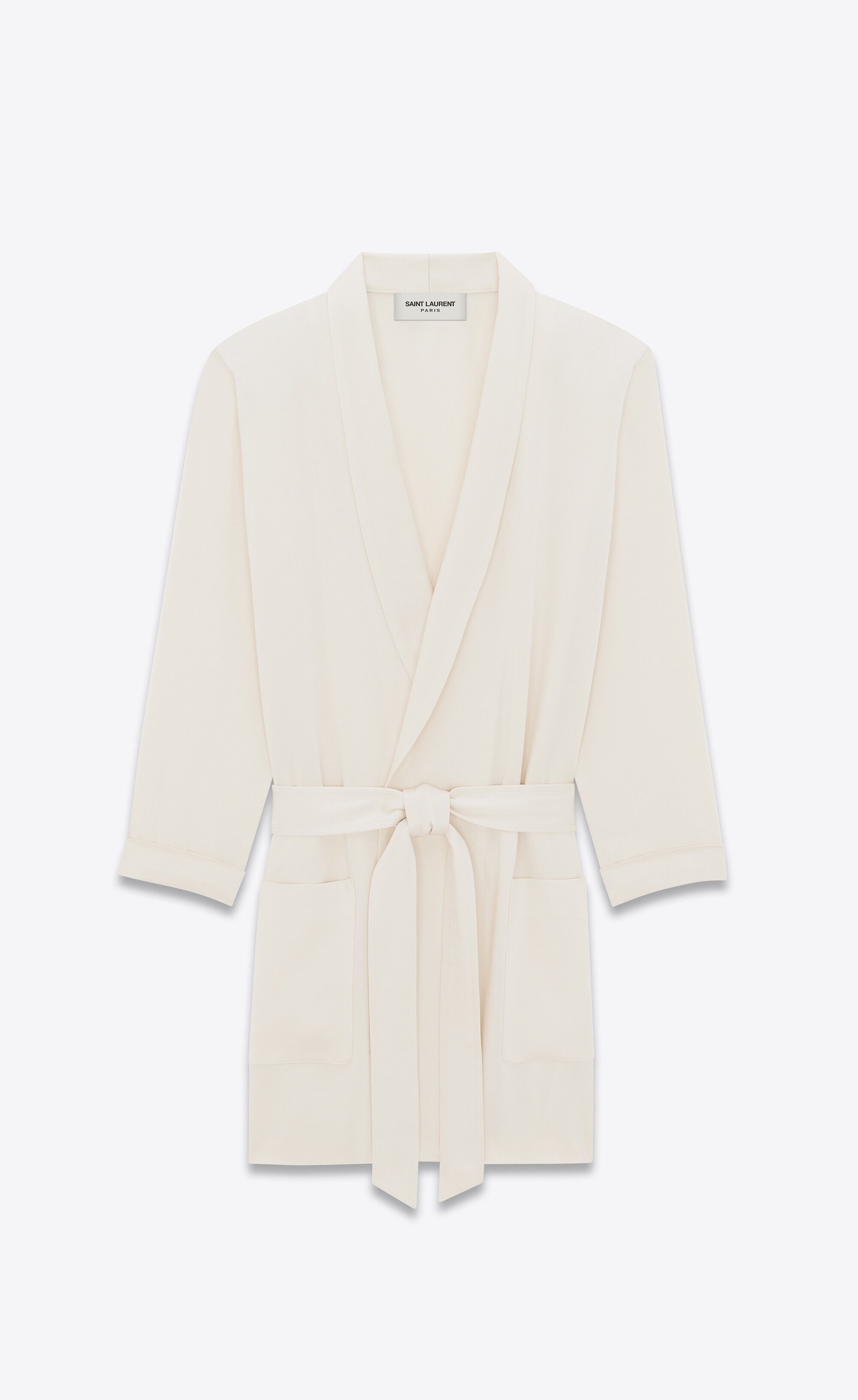 o1bcso1str0125 Belted Jacket In Crepe Satin in Ivory