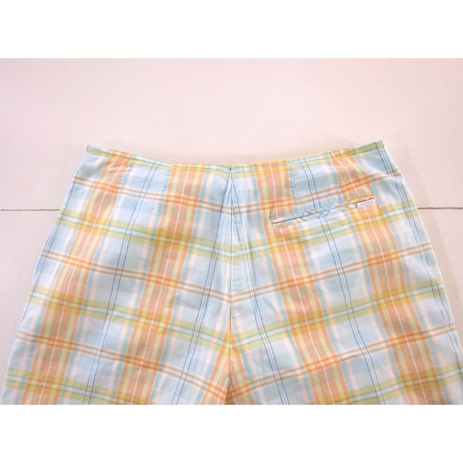 Liz Claiborne VINTAGE Liz Claiborne Golf Cotton Stretch Blue Orange Plaid Skirt Skort Women 8 Size 30" / US 8 / IT 44 - 4 Thumbnail