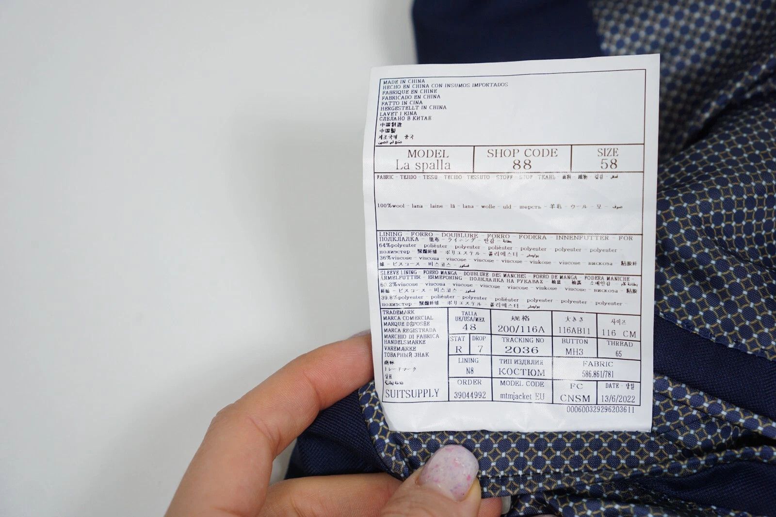 Suitsupply Men Suitsupply Suit Navy La Spalla Wool Vitale Barberis US48 Size 48R - 6 Thumbnail