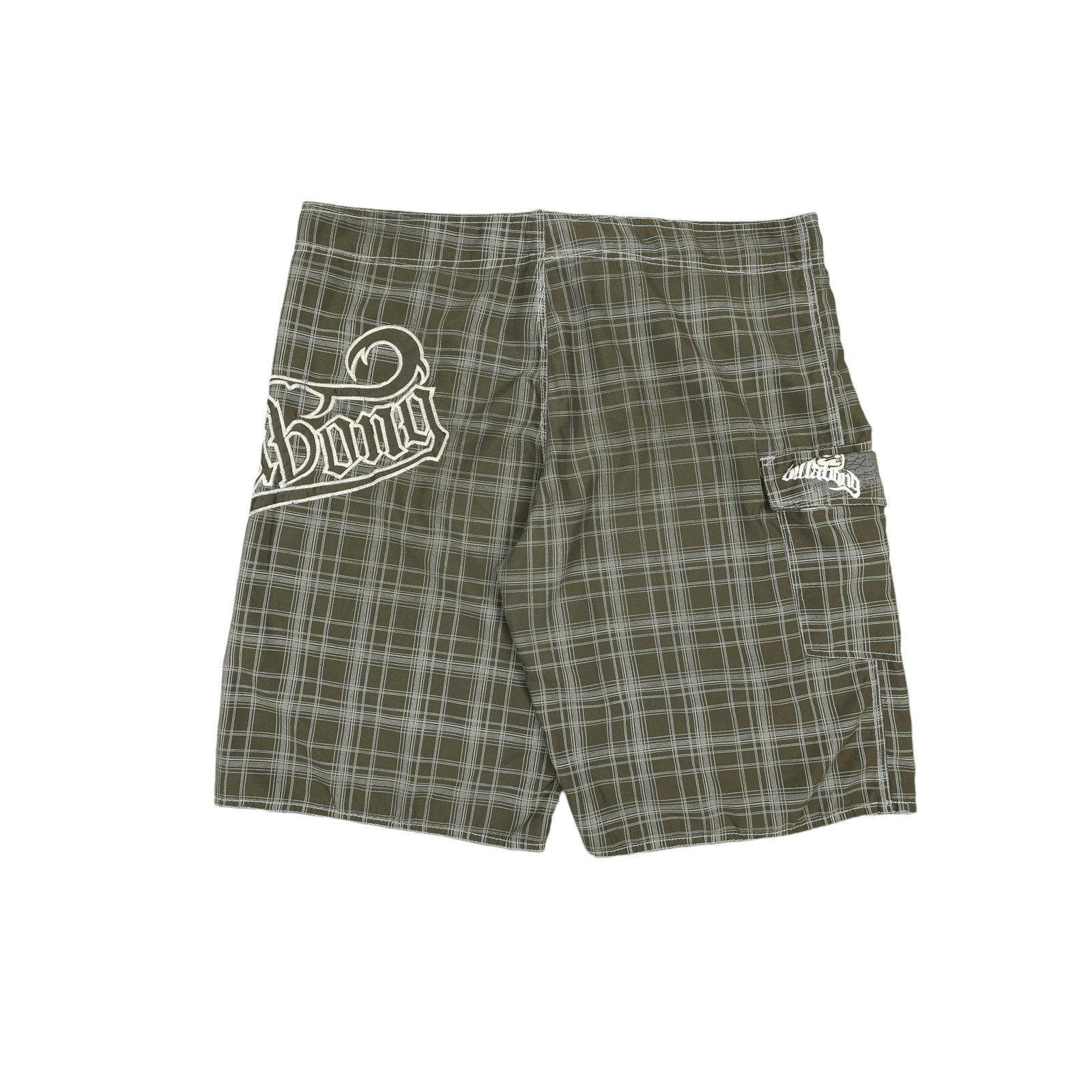 Billabong 💎 Vtg 90s Billabong Green Spell out Logo Checked Shorts 36 Size US 36 / EU 52 - 2 Thumbnail
