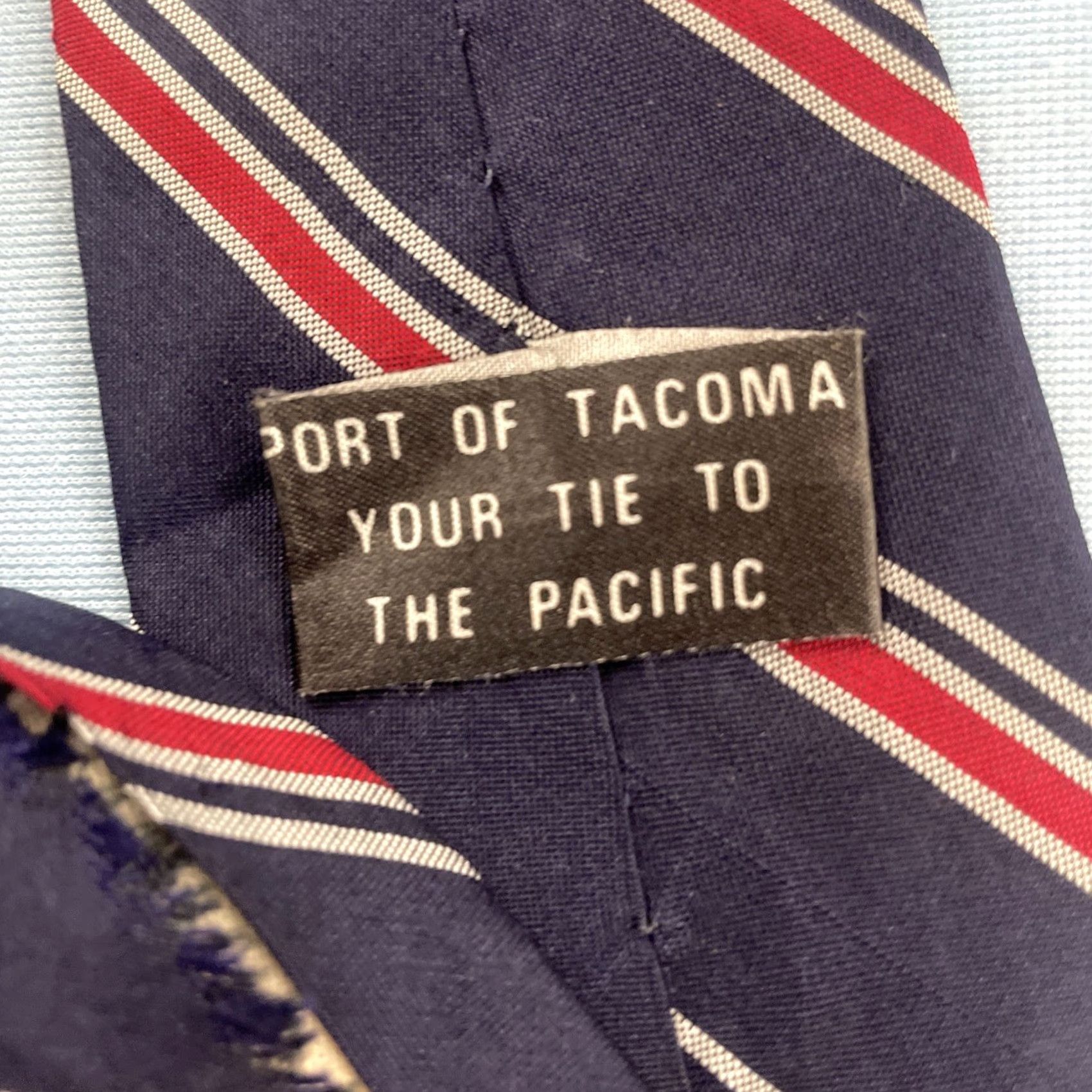 Vintage VINTAGE Port ofTacoma Silk Neck Tie Your Tie to the Pacific Blue Red Repp Tie 3x56 Wear Size ONE SIZE - 5 Thumbnail