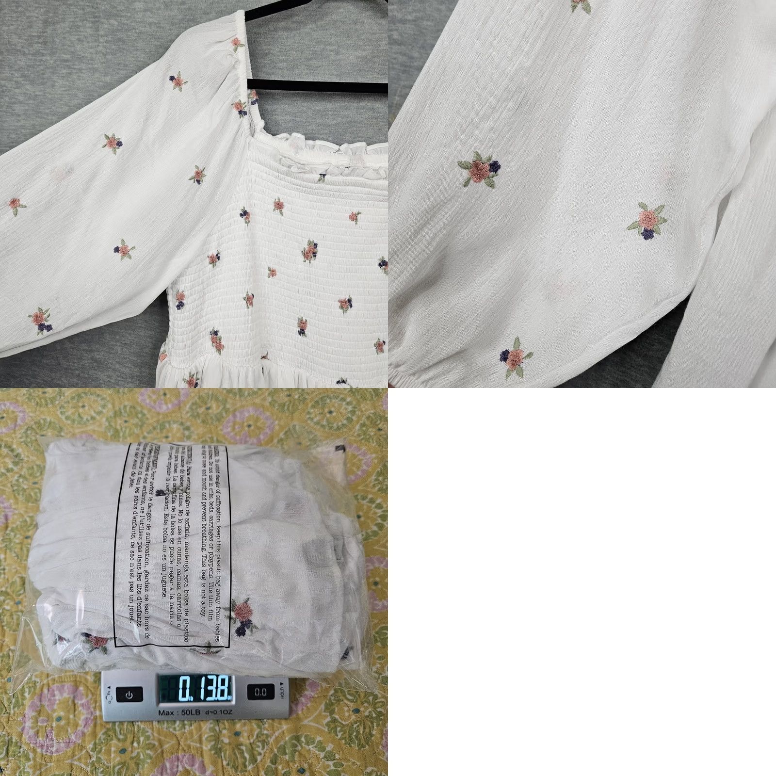 Torrid Torrid Blouse Shirt Cropped Short Sleeve White Plus Size 3 Ruffle Embroidered Smocked Casual Women's Top Size XS / US 0-2 / IT 36-38 - 8 Thumbnail