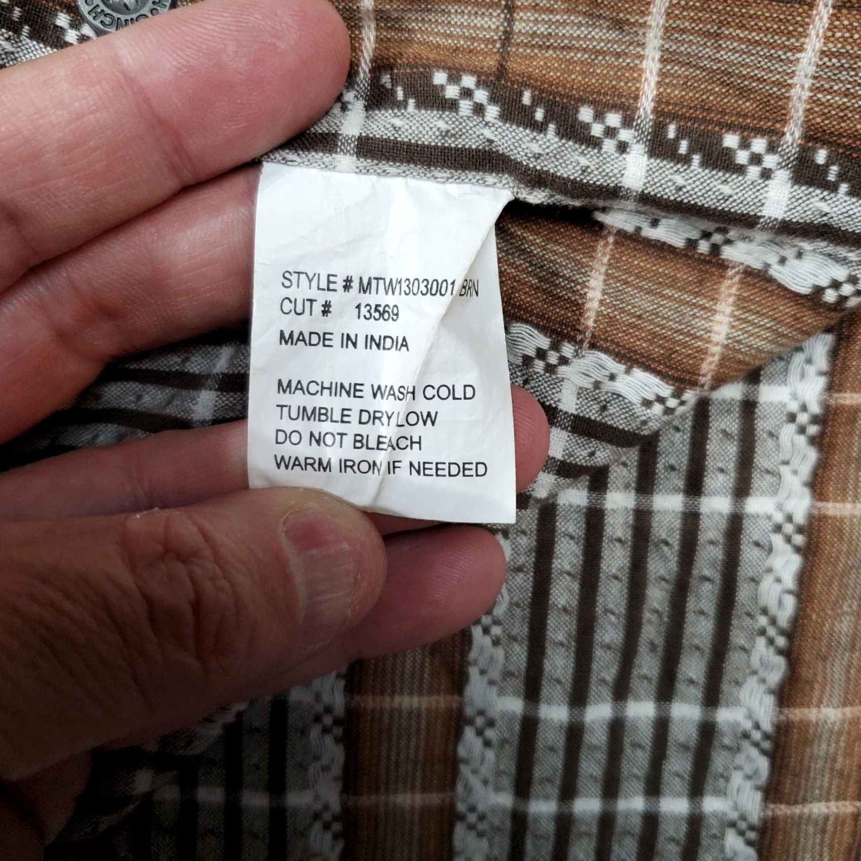 Vintage Cinch Shirt Mens XL Slim Fit Brown Geometric Pearl Snap Western Long Sleeve Shirt Size US XL / EU 56 / 4 - 7 Thumbnail