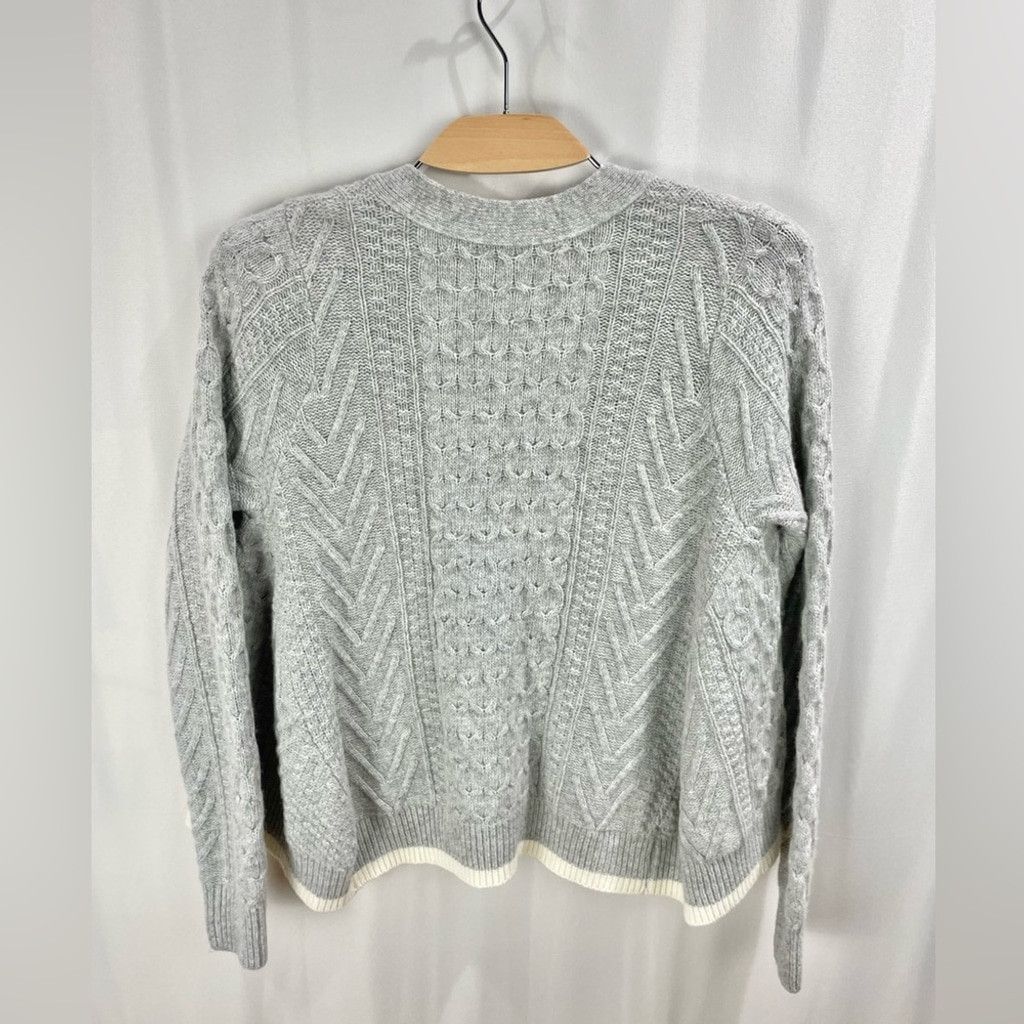 Other Discofriends Heathered Grey A-Line Cableknit Cardigan OS Size ONE SIZE - 3 Thumbnail