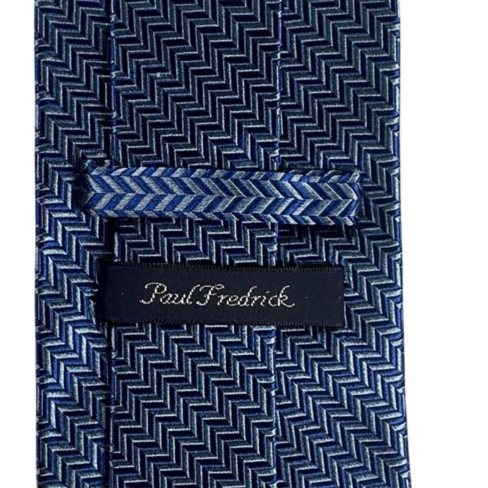 Paul Frederick Paul Frederick Mens Silk Tie Blue Geometric Pattern NWT Size ONE SIZE - 4 Thumbnail