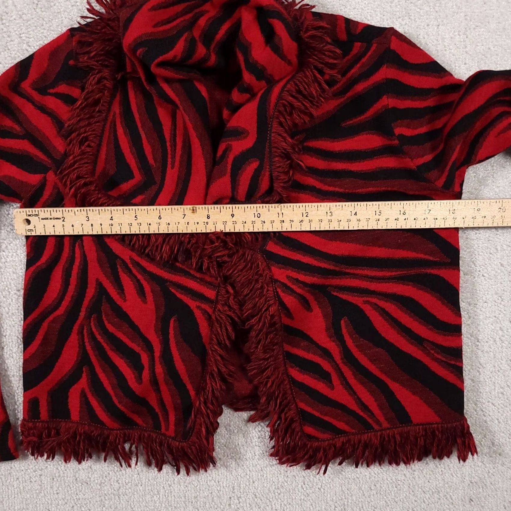 Vintage VINTAGE Chico's Cardigan Women's Small Size 0 Wool Blend Fringe Open Front Sweater Red Size S / US 4 / IT 40 - 4 Thumbnail