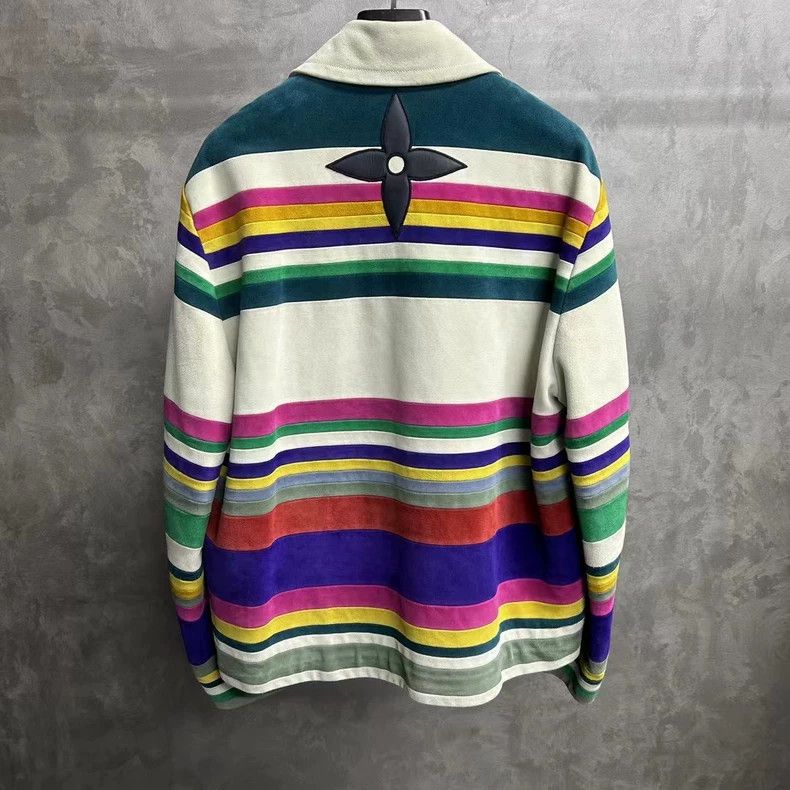 Louis Vuitton louis vuitton Multicolor striped printed logo leather jacke Size US M / EU 48-50 / 2 - 2 Thumbnail