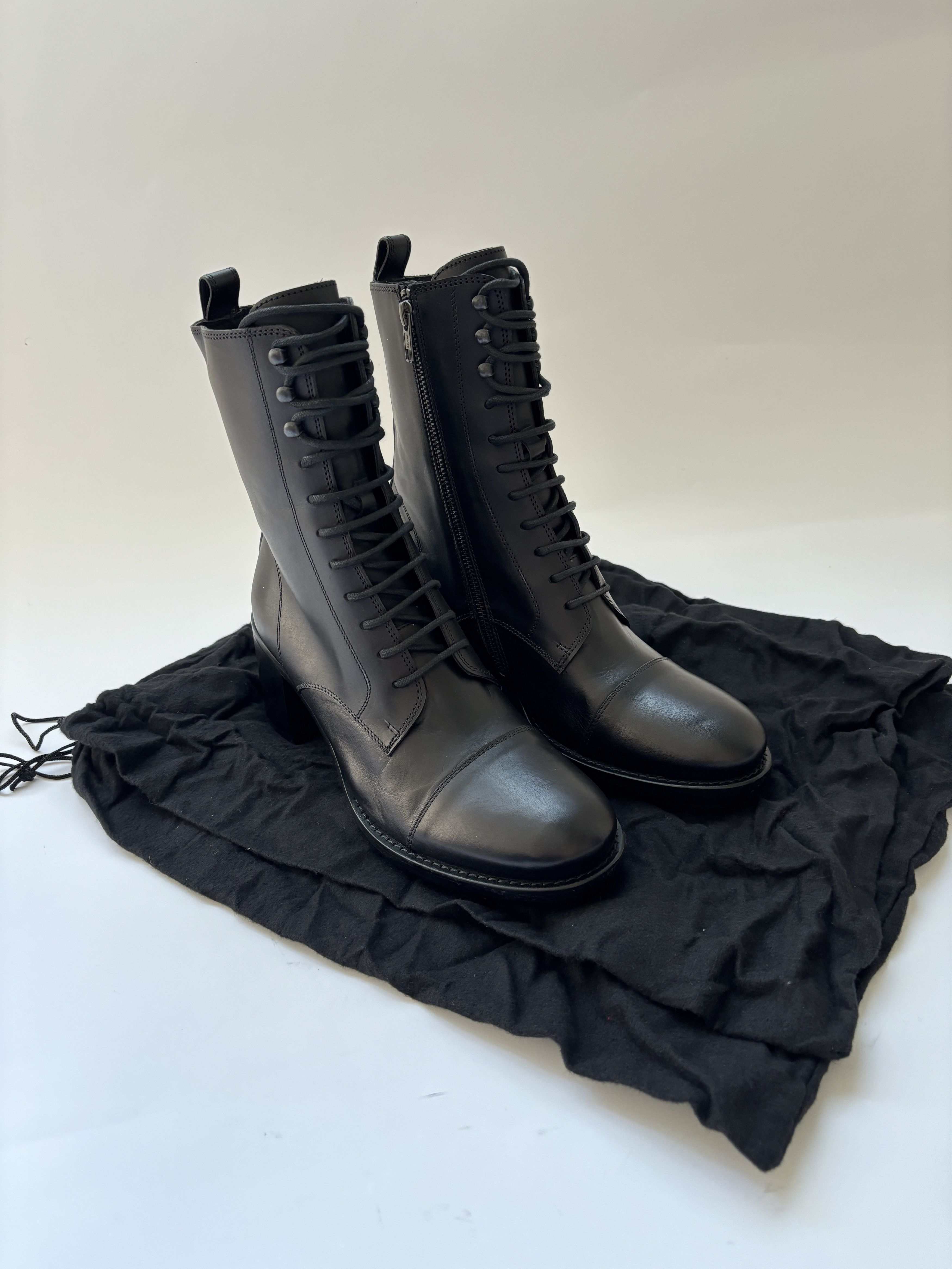 Ann Demeulemeester ⚡️QUICK SALE⚡️Ann Demeulemeester Black Lace Up Low Boots Size US 8.5 / IT 38.5 - 2 Thumbnail
