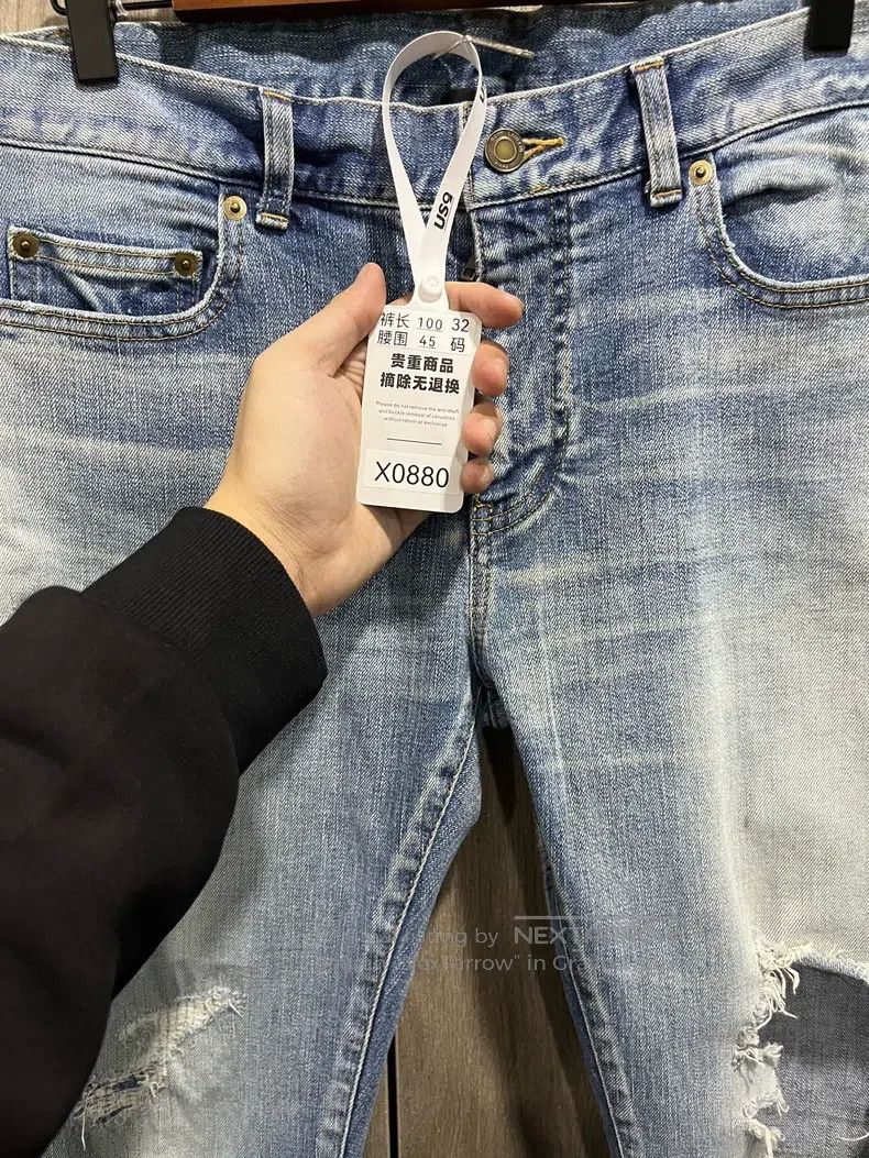 Saint Laurent Paris Saint Laurent Paris Blue Destroyed Denim Jeans Size US 32 / EU 48 - 8 Thumbnail
