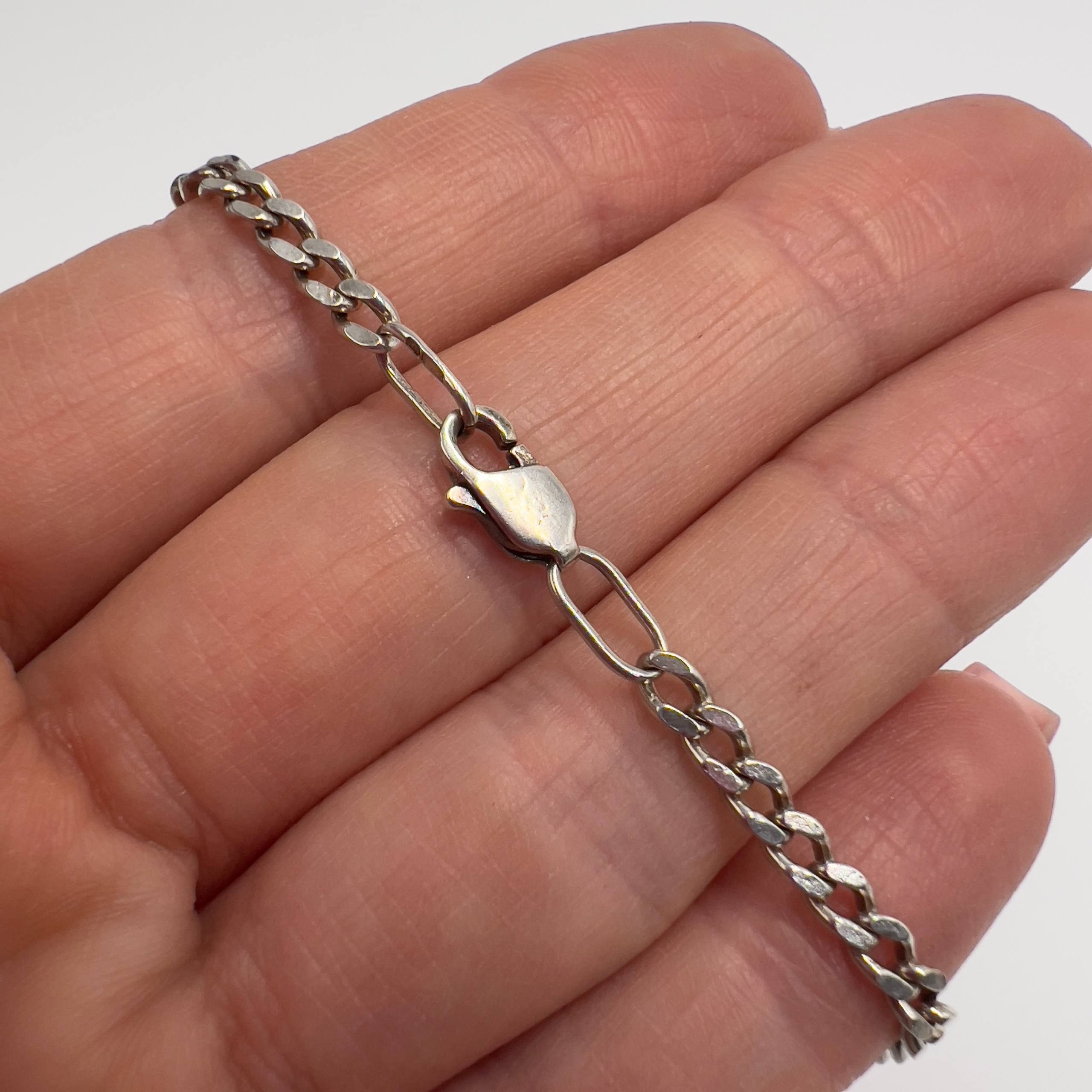 Sterling Silver Vintage Sterling Silver 925 Figaro Chain Necklace 11.4gr Size ONE SIZE - 9 Thumbnail