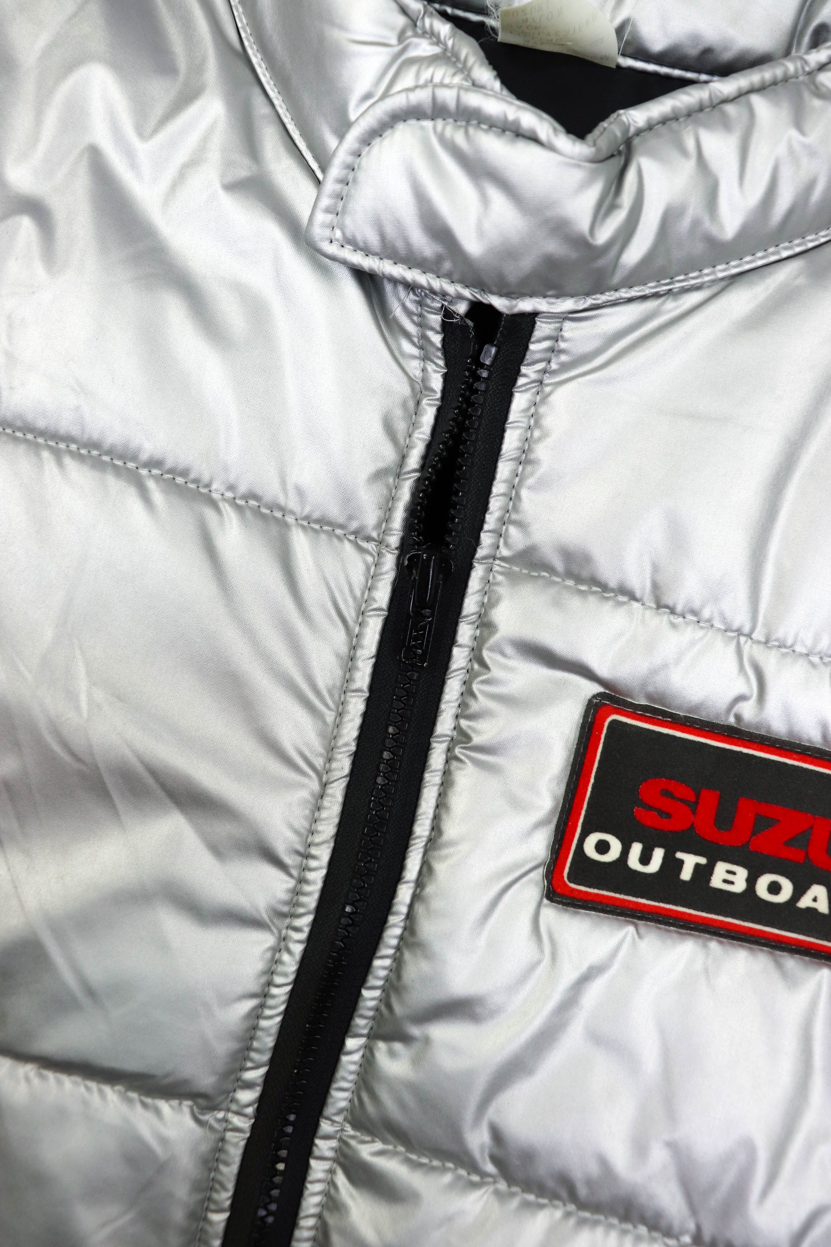 Vintage 90s Vintage Suzuki Made in Japan Silver Cropped Zip Vest Size US M / EU 48-50 / 2 - 8 Thumbnail