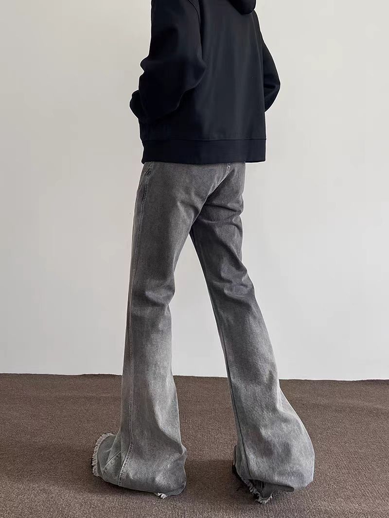Japanese Brand × Jean High Street Raw Hem Straight Leg Micro Flare Jeans Size US 31 - 3 Thumbnail