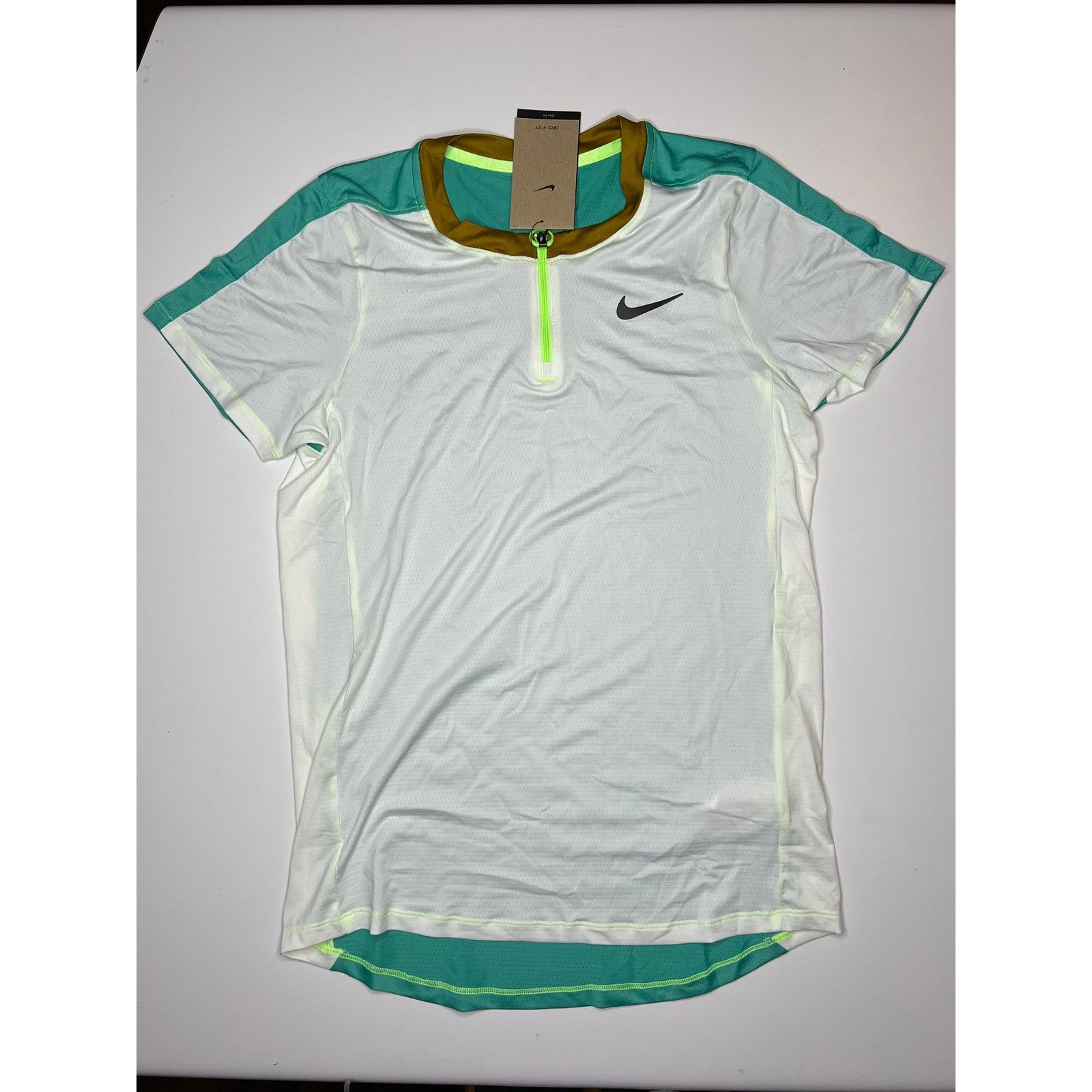 Nike Nike Court Advantage Slim Dri-FIT Tennis Shirt White Teal Size US S / EU 44-46 / 1 - 1 Thumbnail