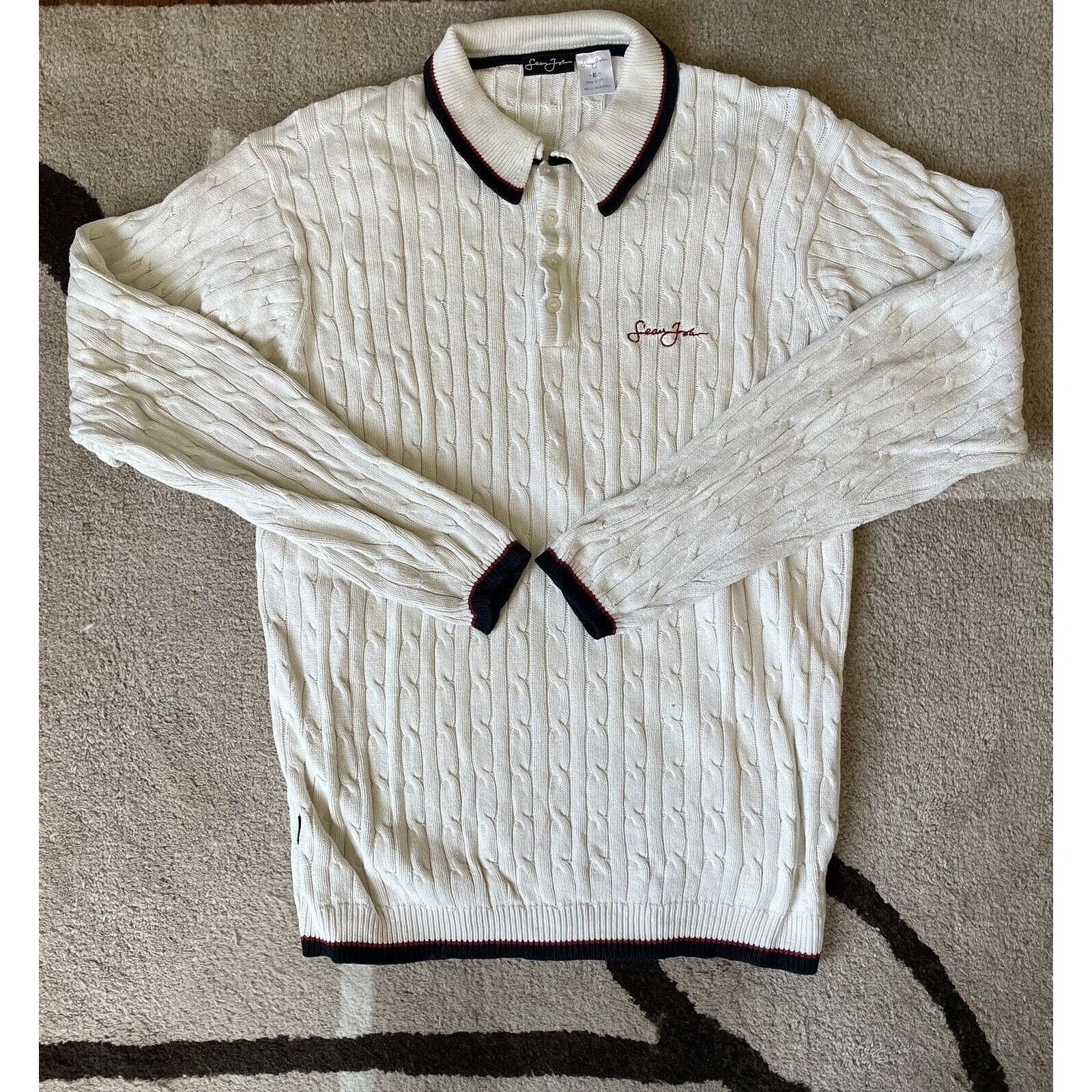 Vintage Sean John Pullover Collared Knit Sweater Size XL