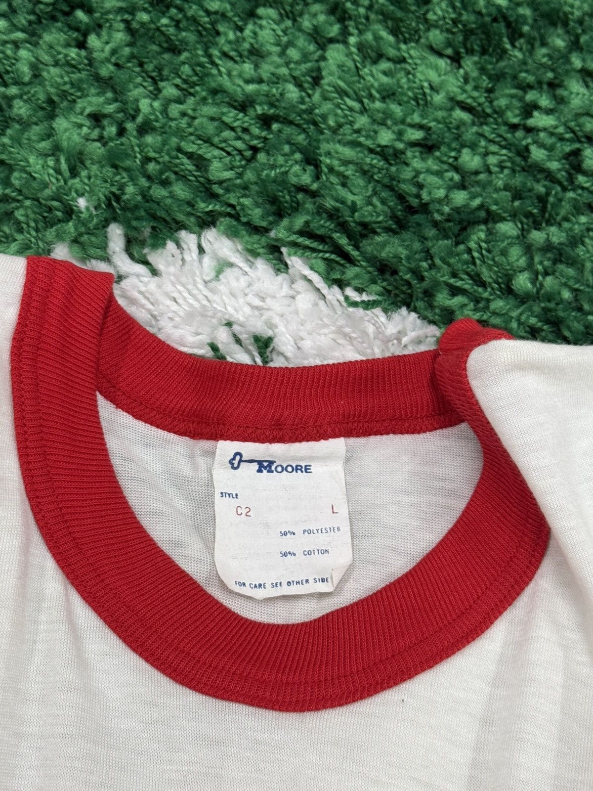 Vintage 70s Floral Park High School Ringer Tee Red Stitch Large Size US L / EU 52-54 / 3 - 4 Thumbnail