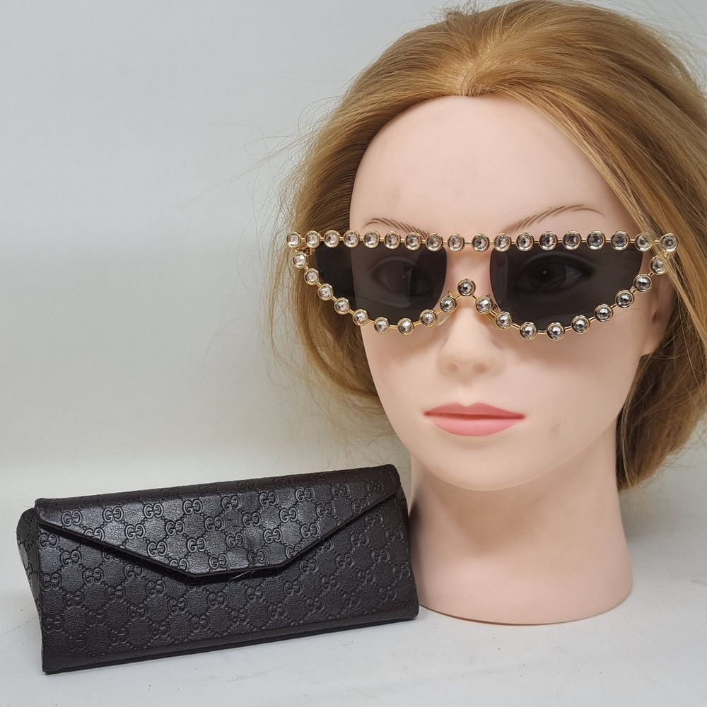 Gucci Gucci Hollywood Forever Sunglasses Crystals Gold Cat Eye GG Size ONE SIZE - 2 Thumbnail