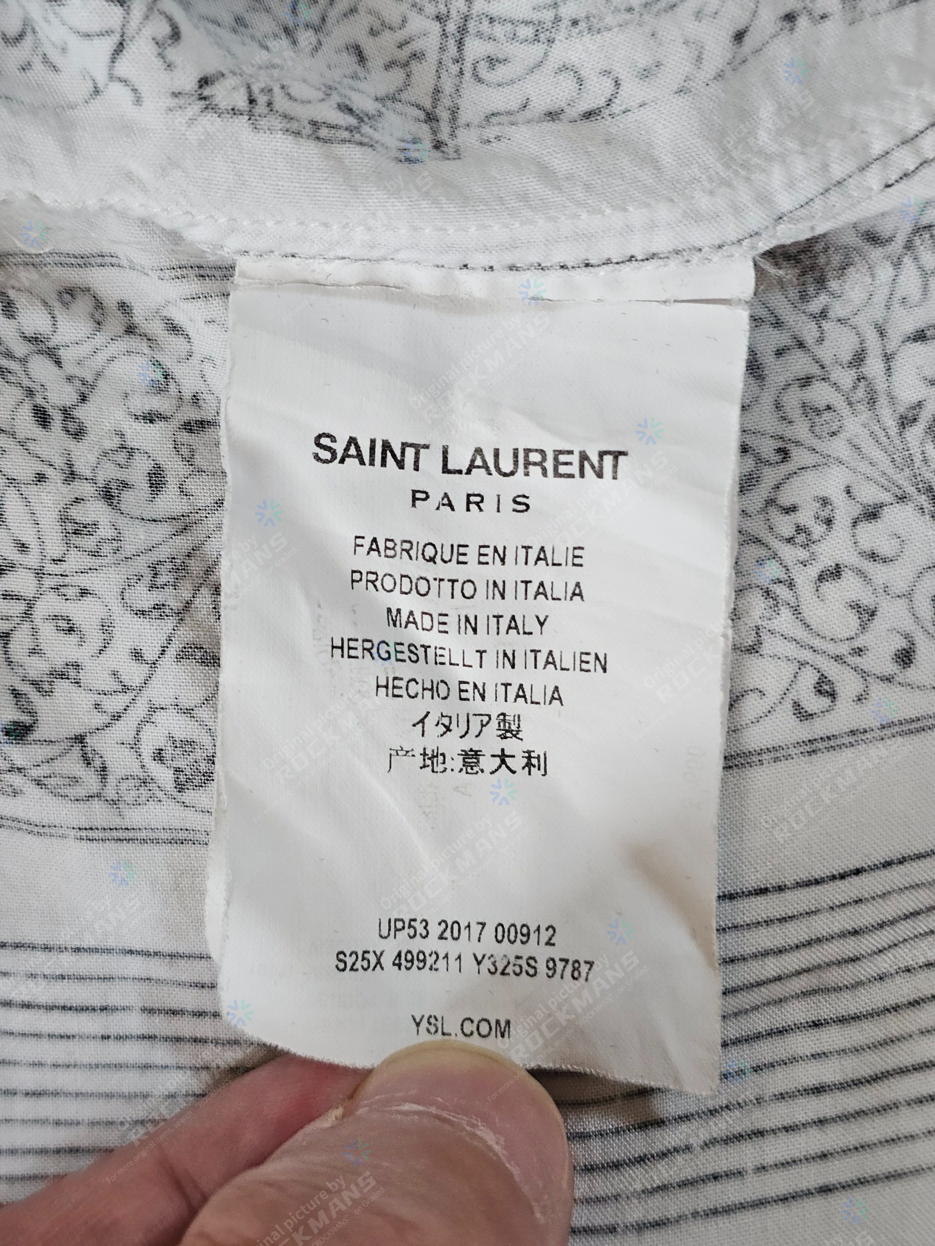 Saint Laurent Paris Saint Laurent White Striped Bandana Print Shirt Size 44/XL Size US XL / EU 56 / 4 - 7 Thumbnail