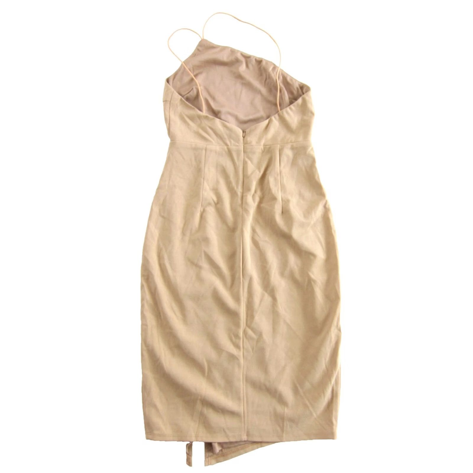 Lulus Lulus Happiest Hour Beige Asymmetrical Bodycon Midi Party Dress Women M Size M / US 6-8 / IT 42-44 - 3 Thumbnail