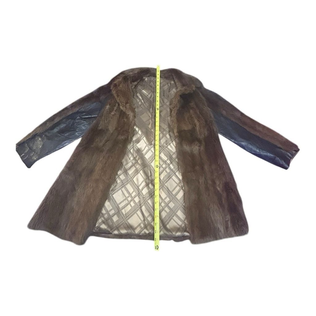 Handmade Rare Vintage Mob Wife Real Mink Fur and Leather Long Coat Size M / US 6-8 / IT 42-44 - 6 Thumbnail