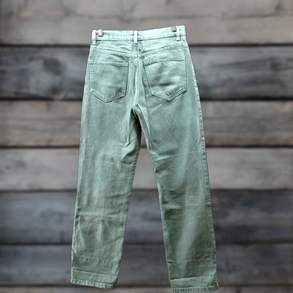 Zara VINTAGE Zara High Waisted Straight Leg Jean Womens 4 Sage Green Button Fly Cotton Size 27" / US 4 / IT 40 - 1 Thumbnail