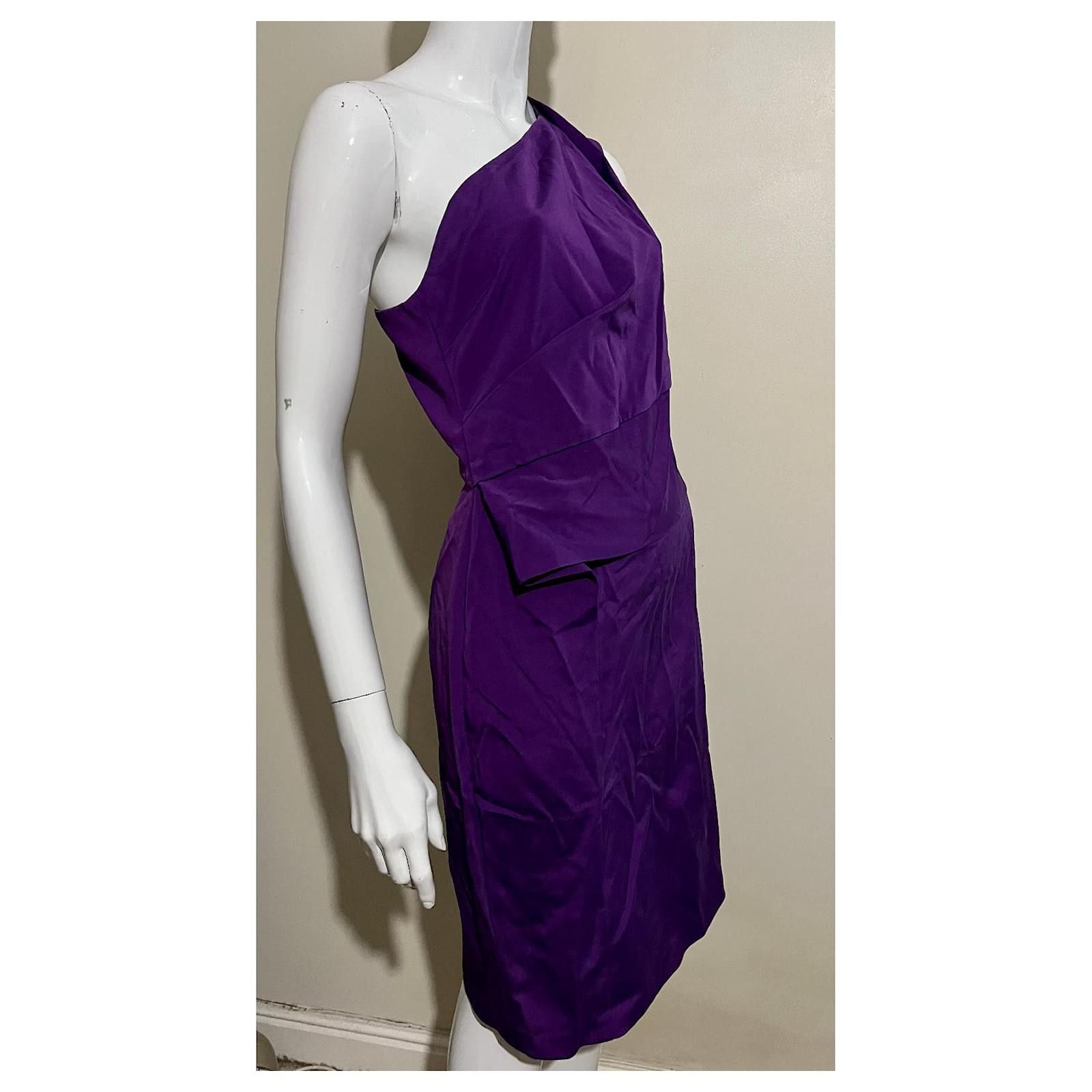 Escada Escada purple one shouldered silk dress Size M / US 6-8 / IT 42-44 - 2 Thumbnail